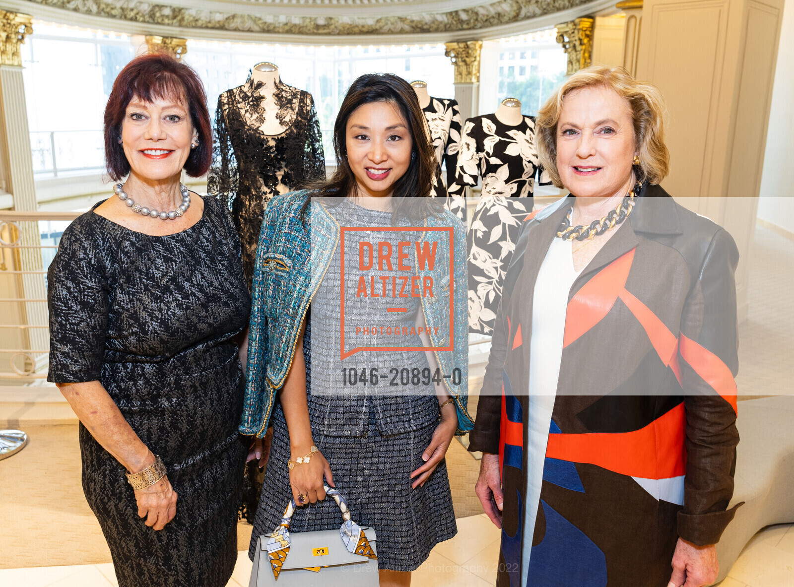 Diane Goodhue, Jacqueline Pio Roda, Marie Lipman, Fashion Presentation and Dinner with Naeem Khan, Neiman Marcus- 3rd Floor. 150 Stockton St, SF, CA 94108, September 28th, 2022, Photo #1046-20894-0 Diane Goodhue, Jacqueline Pio Roda, Marie Lipman, Photo #1046-20894-0