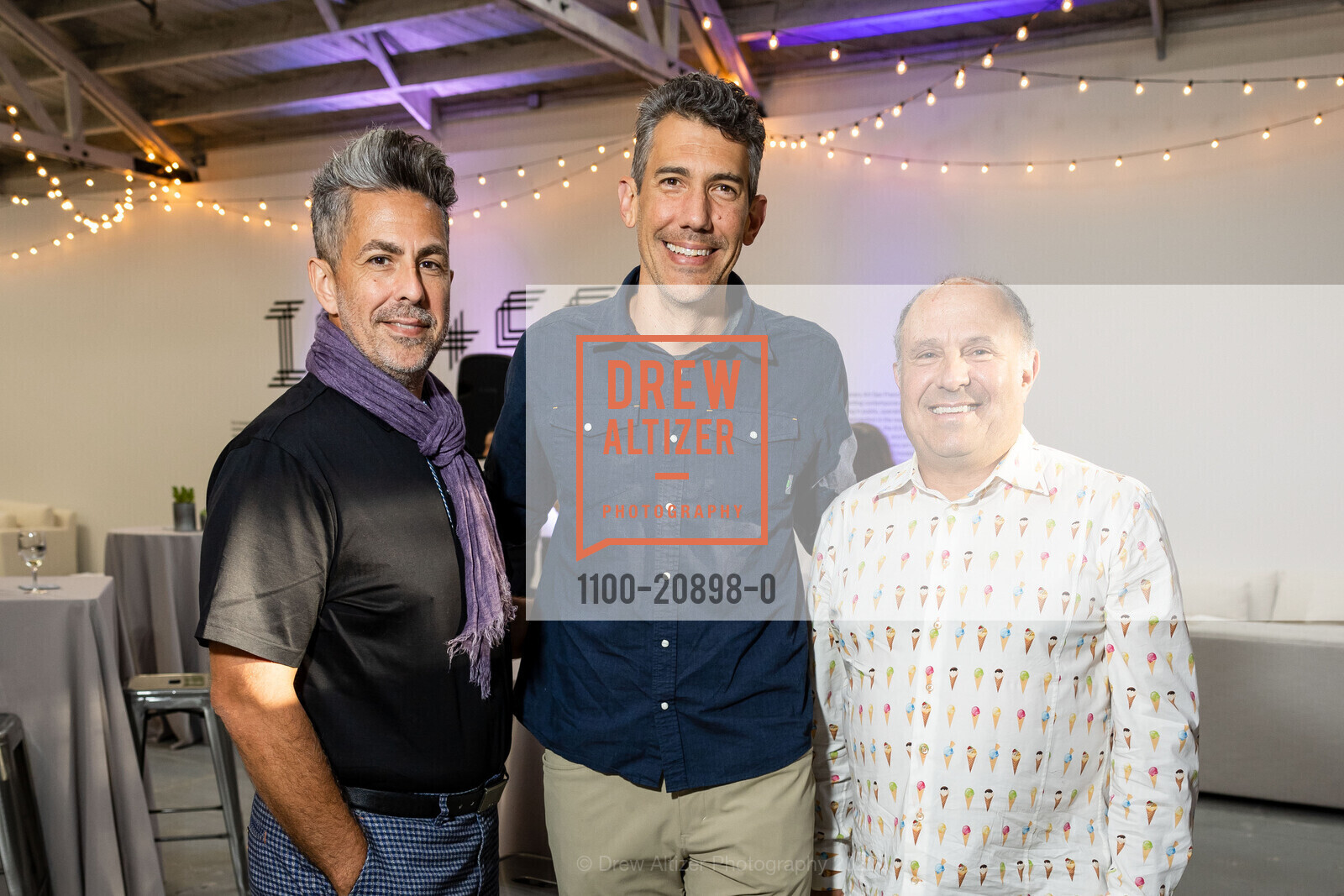 Alex Scotta, Rob Mishev, Adam Berman, Institute of Contemporary Art San Francisco Opening with Jeffrey Gibson, Institute of Contemporary Art. 901 Minnesota St, SF, CA 94107 US, September 30th, 2022, Photo #1100-20898-0 Alex Scotta, Rob Mishev, Adam Berman, Photo #1100-20898-0