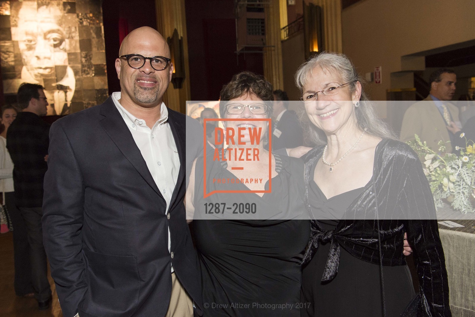 Dave Ellis, Marti Cooper, Laurie Cheatham, Oakland School for the Arts' Annual Gala with Governor Brown, Sweet's Ballroom. 1933 Broadway, April 27th, 2017, Photo #1287-2090 Dave Ellis, Marti Cooper, Laurie Cheatham, Photo #1287-2090