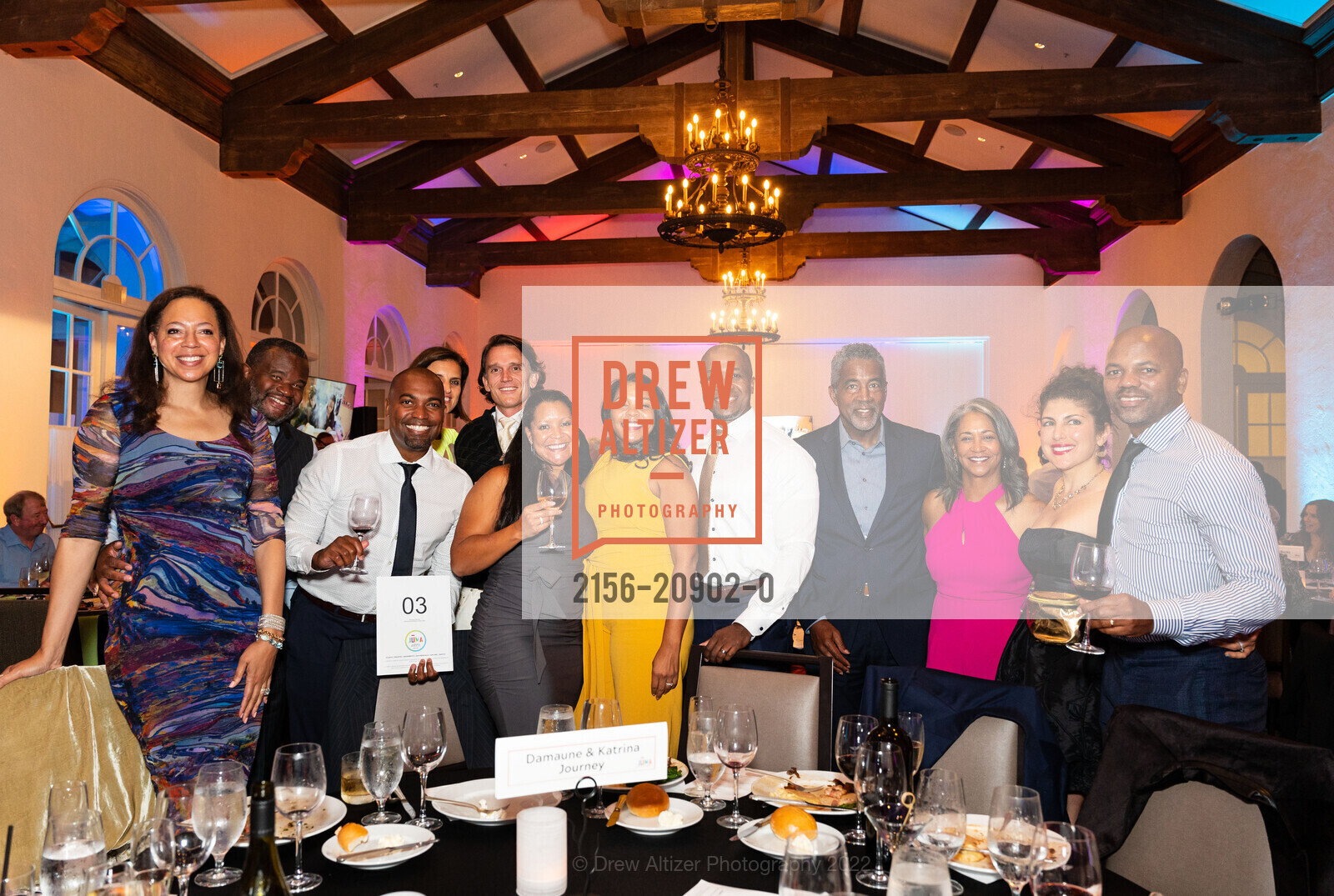 Dorian Webb, Keith Spears, Damaune Journey, Katrina Journey, Stan Aber, Angie Aber, Annette Pearson, Mike Pearson, Juma Ventures Gala 2022, The Olympic Club. 599 CA-35, SF, CA 94132 US, October 1st, 2022, Photo #2156-20902-0 Dorian Webb, Keith Spears, Damaune Journey, Katrina Journey, Stan Aber, Angie Aber, Annette Pearson, Mike Pearson, Photo #2156-20902-0