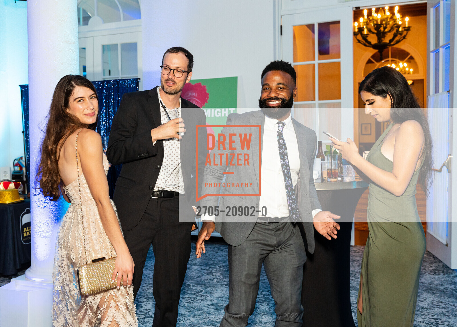 Julia Minser, Lorenzo Robleto, Gordon Banks, Cindy Pander, Juma Ventures Gala 2022, The Olympic Club. 599 CA-35, SF, CA 94132 US, October 1st, 2022, Photo #2705-20902-0 Julia Minser, Lorenzo Robleto, Gordon Banks, Cindy Pander, Photo #2705-20902-0