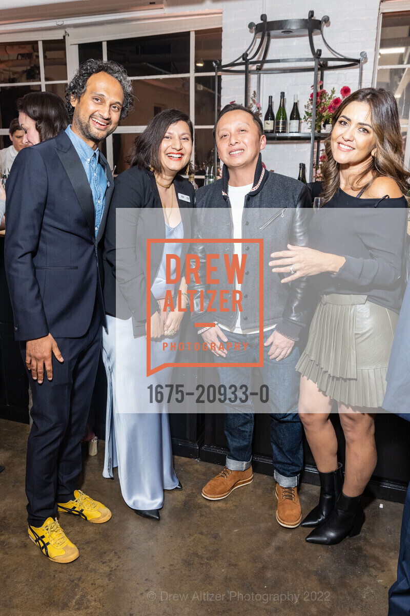 Nimai Bhatt, Ishanie Narwah, Daniel Le, Julie Soria, Kendall Wilkinson Design's 30th Anniversary Party, Arion Press Arion Press @ 1802 Hays Street, SF, CA 94129 US. 1802 Hays Street, SF, CA 94129 US, October 13th, 2022, Photo #1675-20933-0 Nimai Bhatt, Ishanie Narwah, Daniel Le, Julie Soria, Photo #1675-20933-0