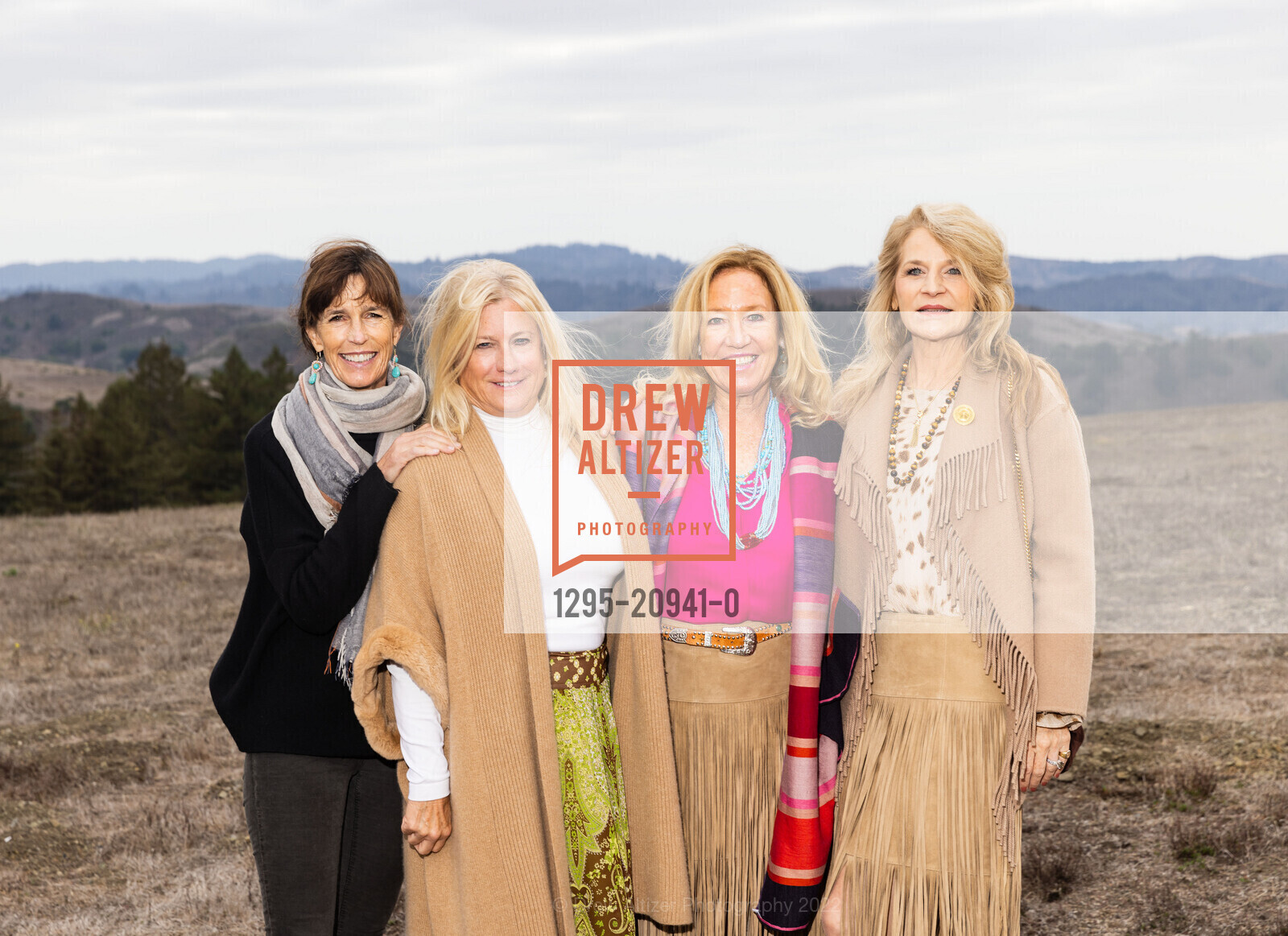 Helen Miller, Kathy Brisbane, Sally Fay, Chonita Cleary, Djerassi Artful Harvest Gala 2022, Private locatioin. 2325 Bear Gulch Rd, Woodside, CA 94062 US, October 16th, 2022, Photo #1295-20941-0 Helen Miller, Kathy Brisbane, Sally Fay, Chonita Cleary, Photo #1295-20941-0