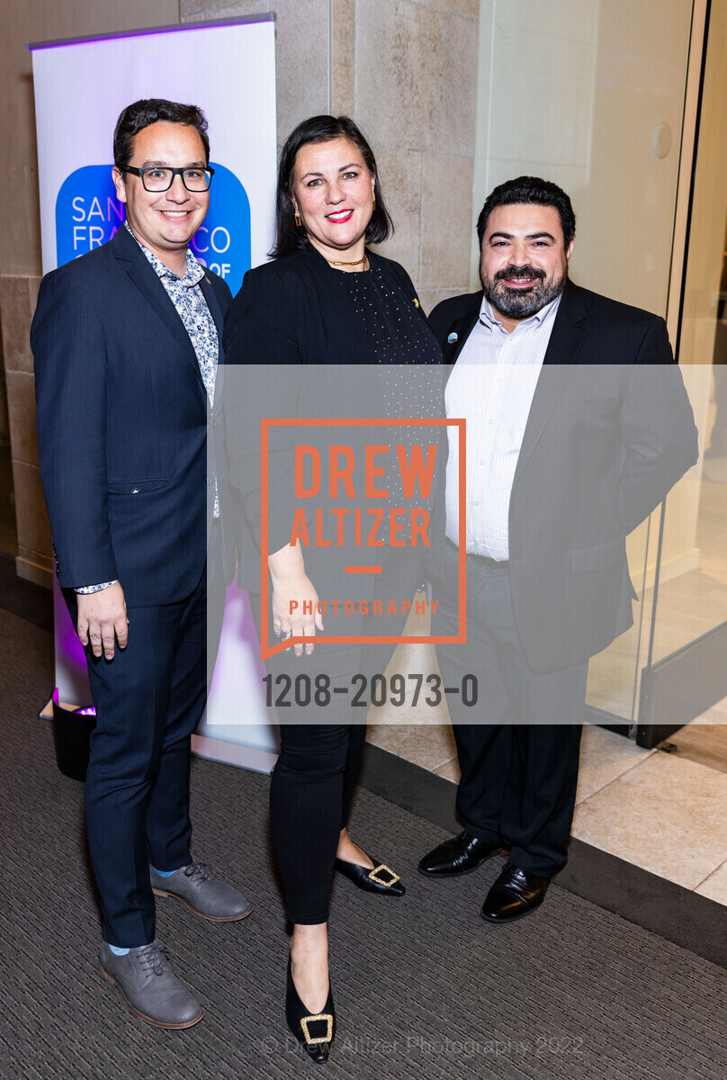 Christopher Wiseman, Kenzie Ferguson, Hanna Malak, SFCC hosts Excellence in Business Awards 2022, San Francisco Design Center Galleria. 101 Henry Adams St, SF, CA 94103 US, October 27th, 2022, Photo #1208-20973-0 Christopher Wiseman, Kenzie Ferguson, Hanna Malak, Photo #1208-20973-0