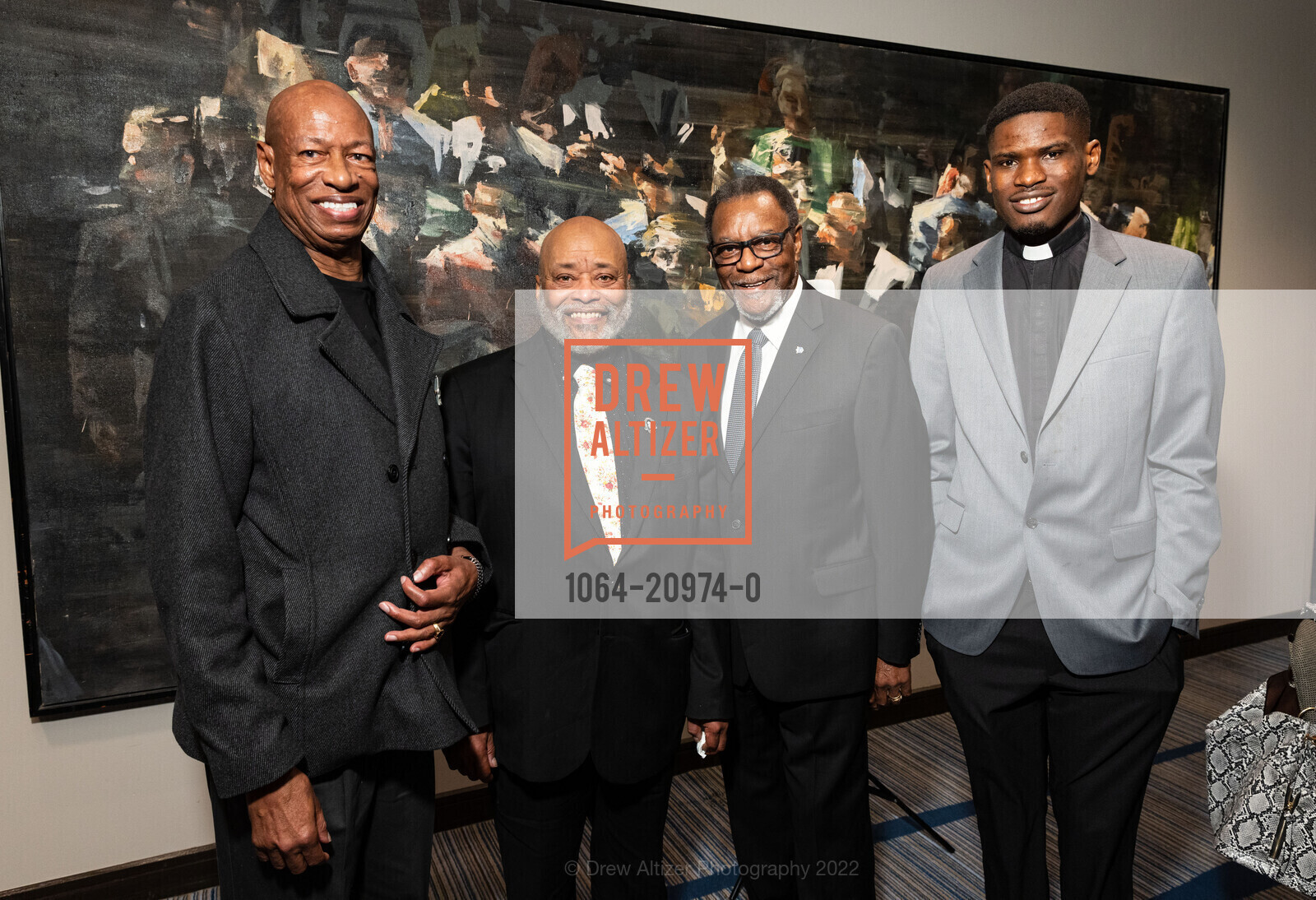 Brande Kantayene, Rob Robinson, William Gatewood, Fr. Stephen Idoko, Brennan Award's Dinner, Hyatt Regency San Francisco. 5 Embarcadero Ctr, SF, CA 94111 US, October 27th, 2022, Photo #1064-20974-0 Brande Kantayene, Rob Robinson, William Gatewood, Fr. Stephen Idoko, Photo #1064-20974-0