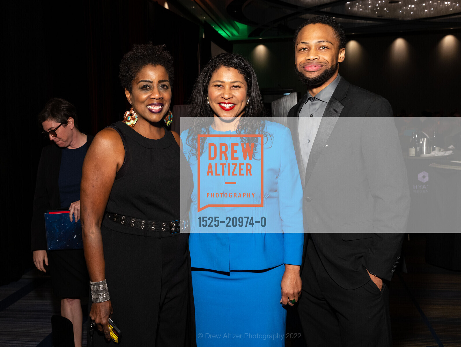 Lita Anderson, London Breed, Joshua Jones, Brennan Award's Dinner, Hyatt Regency San Francisco. 5 Embarcadero Ctr, SF, CA 94111 US, October 27th, 2022, Photo #1525-20974-0 Lita Anderson, London Breed, Joshua Jones, Photo #1525-20974-0
