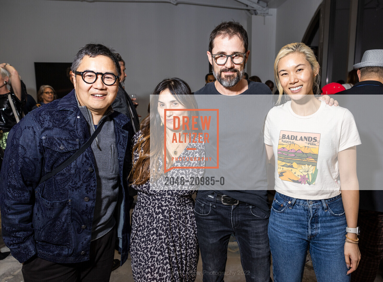 Eugene Wei, Zem Joaquin, Rosemarie Tang, Tiffany Shlain Opening at SHACK15, Ferry Building. Ferry Building, November 2nd, 2022, Photo #2048-20985-0 Eugene Wei, Zem Joaquin, Rosemarie Tang, Photo #2048-20985-0