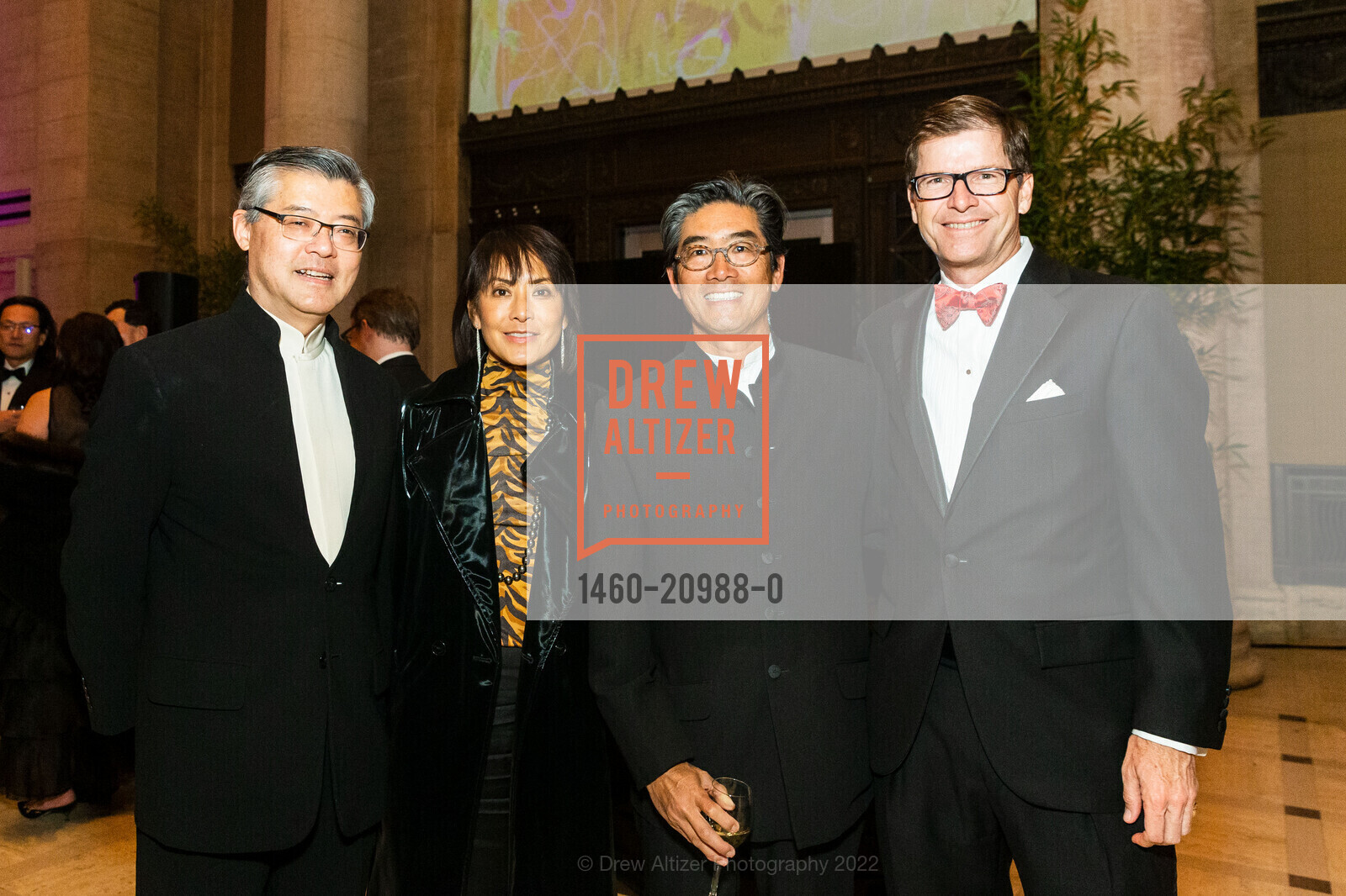 Jay Xu, Dana Lee, Greg Lee, David Parks, Asian Art Museum Tiger Gala 2022, Asian Art Museum. 200 Larkin St, San Francisco, CA 94102, November 3rd, 2022, Photo #1460-20988-0 Jay Xu, Dana Lee, Greg Lee, David Parks, Photo #1460-20988-0