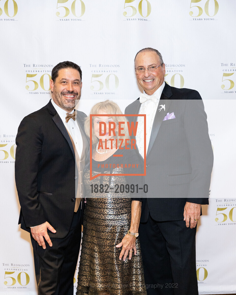 Christian Mills, Carla Daro, Ray Kaliski, The Redwoods Golden 50th Anniversary Gala 2022, The Redwoods - Retirement, Assisted Living and Skilled Nursing. 40 Camino Alto, Mill Valley, CA 94941 US, November 5th, 2022, Photo #1882-20991-0 Christian Mills, Carla Daro, Ray Kaliski, Photo #1882-20991-0