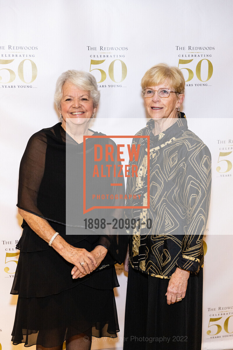 Kathy Myers, Linda Nelson, The Redwoods Golden 50th Anniversary Gala 2022, The Redwoods - Retirement, Assisted Living and Skilled Nursing. 40 Camino Alto, Mill Valley, CA 94941 US, November 5th, 2022, Photo #1898-20991-0 Kathy Myers, Linda Nelson, Photo #1898-20991-0