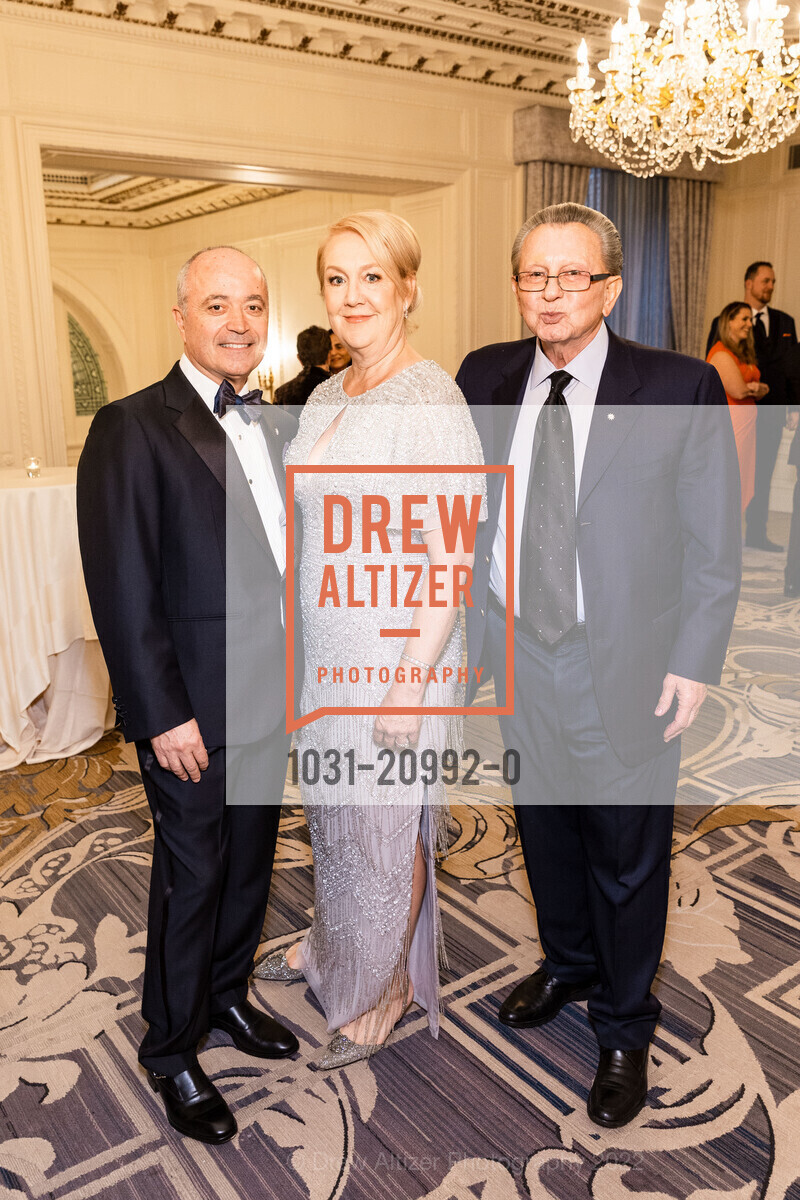 John Gumas, Janice Gumas, George Marcus, Hellenic Charity Ball 2022, The Palace Hotel, a Luxury Collection Hotel. 2 New Montgomery St, SF, CA 94105 US, November 5th, 2022, Photo #1031-20992-0 John Gumas, Janice Gumas, George Marcus, Photo #1031-20992-0