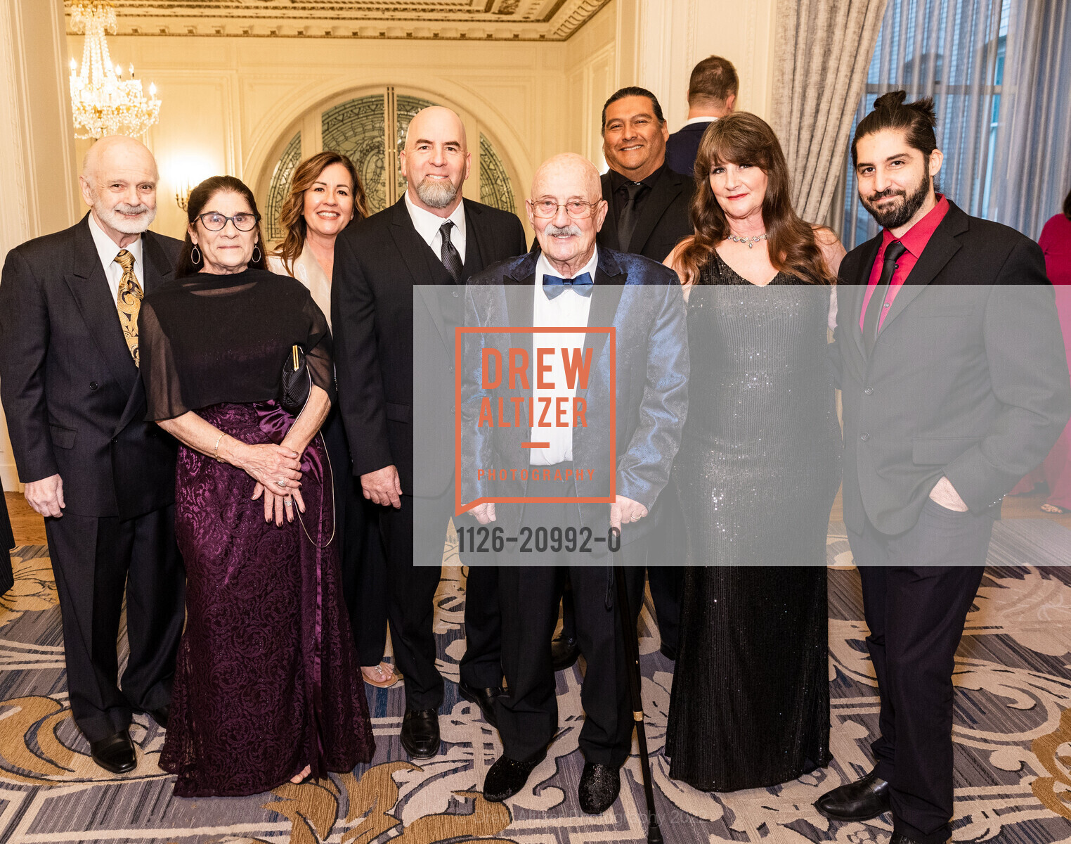 Constantine Scopas, Kathy Scopas, Stephanie Fulton, Nick Scopas Jr., Nick Scopas, Mark Munoz, Tracy Munoz, Nick Manetti, Hellenic Charity Ball 2022, The Palace Hotel, a Luxury Collection Hotel. 2 New Montgomery St, SF, CA 94105 US, November 5th, 2022, Photo #1126-20992-0 Constantine Scopas, Kathy Scopas, Stephanie Fulton, Nick Scopas Jr., Nick Scopas, Mark Munoz, Tracy Munoz, Nick Manetti, Photo #1126-20992-0