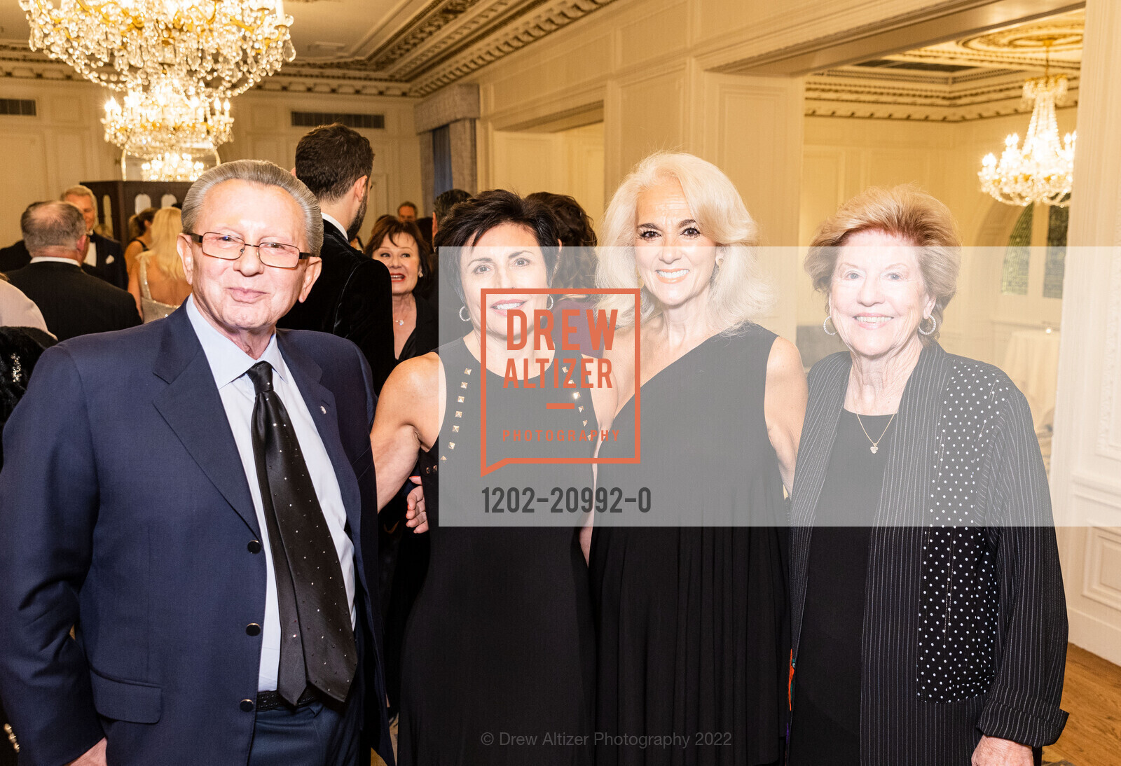 George Marcus, Joan Dauria, Athena Marks, Judy Marcus, Hellenic Charity Ball 2022, The Palace Hotel, a Luxury Collection Hotel. 2 New Montgomery St, SF, CA 94105 US, November 5th, 2022, Photo #1202-20992-0 George Marcus, Joan Dauria, Athena Marks, Judy Marcus, Photo #1202-20992-0