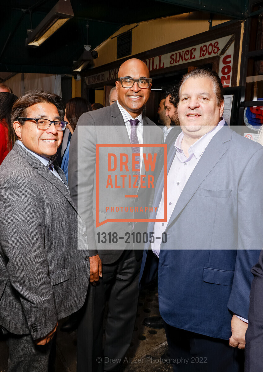 Roberto Evangelista, Mano Raju, John Konstin, John's Grill Election Day Luncheon 2022, John's Grill, November 8th, 2022, Photo #1318-21005-0 Roberto Evangelista, Mano Raju, John Konstin, Photo #1318-21005-0