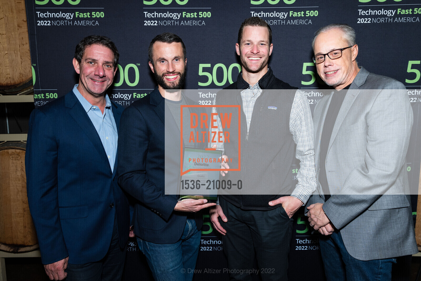 Mike Stone, Robert Fenton, Andrew Berger, Jeff McCarthy, Deloitte Fast 500, Domenico Winery. 1697 Industrial Rd, San Carlos, CA 94070 US, November 15th, 2022, Photo #1536-21009-0 Mike Stone, Robert Fenton, Andrew Berger, Jeff McCarthy, Photo #1536-21009-0