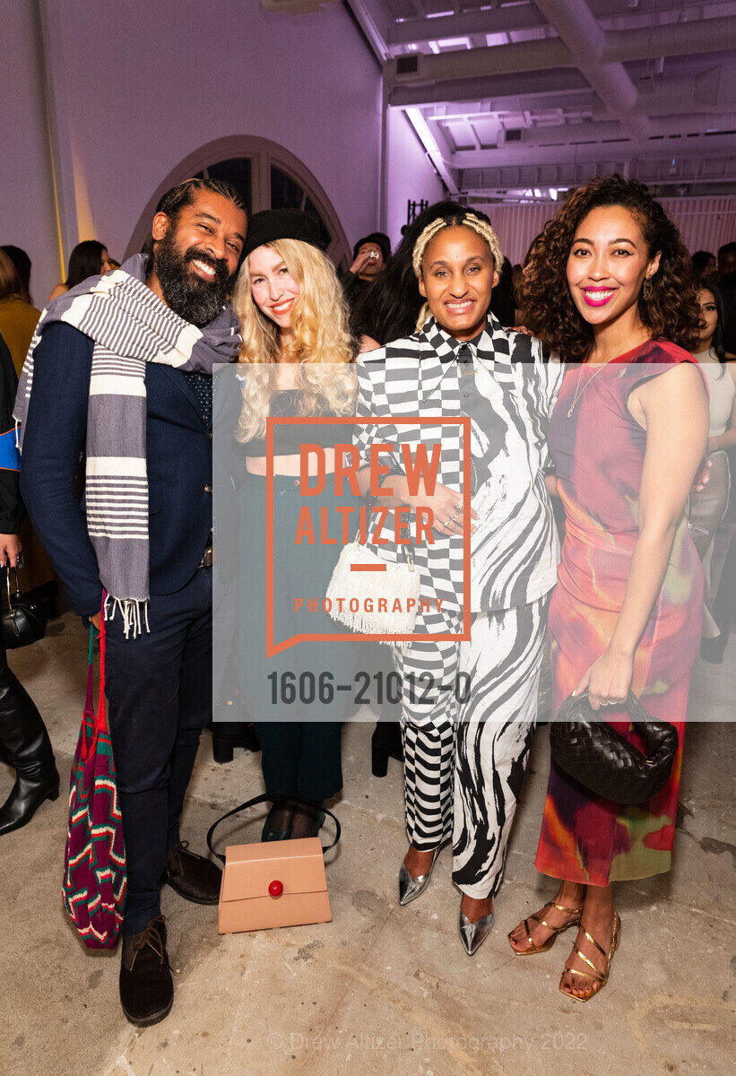 George McCalman, Anna-Alexia Basile, Akila Cadet, Chanda Stacker-Chung, McMullen 15th Anniversary Party and Fashion Presentation, SHACK15. SHACK15 @ SF, CA 94111 US, November 17th, 2022, Photo #1606-21012-0 George McCalman, Anna-Alexia Basile, Akila Cadet, Chanda Stacker-Chung, Photo #1606-21012-0