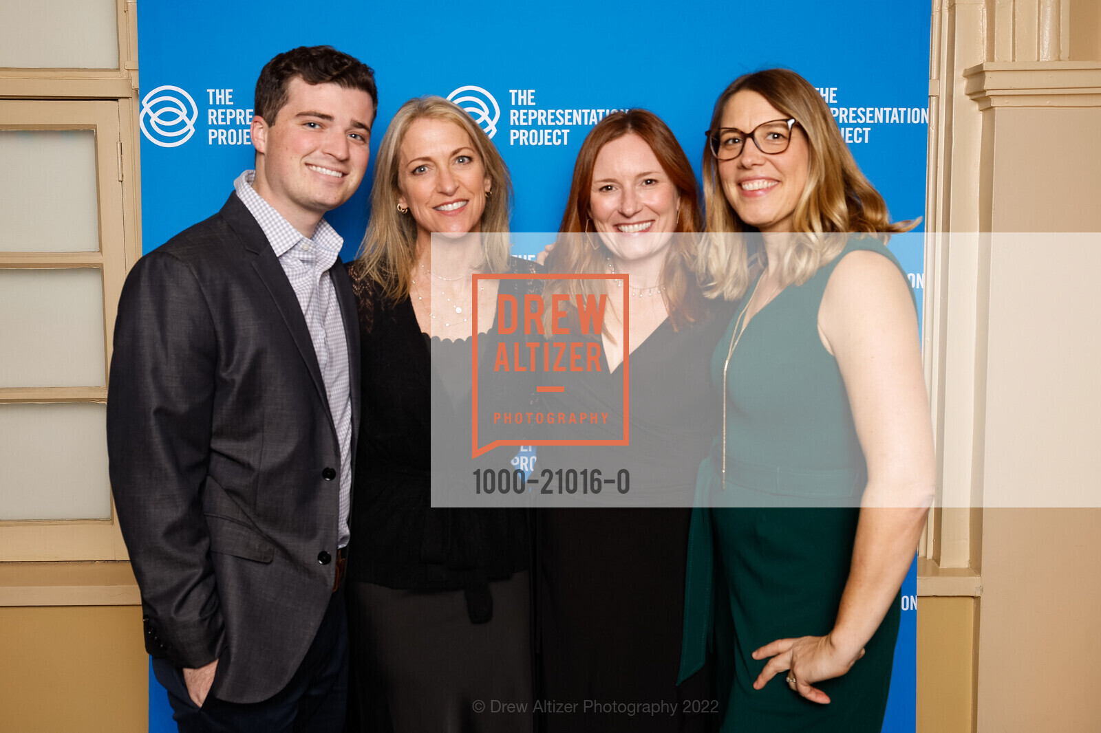 Logan Bash, Jill Basch, Leigh Gardner-Gmeiner, Jessica Barnam, Representation Project's Flip The Script gala 2022, Ferry Building. SF, CA 94105 US, November 17th, 2022, Photo #1000-21016-0 Logan Bash, Jill Basch, Leigh Gardner-Gmeiner, Jessica Barnam, Photo #1000-21016-0
