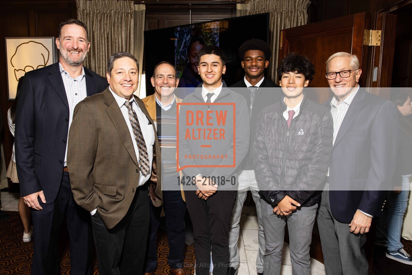 John Langiridge, Arty Rios, Mike Catanzarita, Isaac Chavez Ceja, Kyon Loud, Christopher Pulido, Richard Wollack, Bay Scholars 9th Annual Thanksgiving Luncheon, The Julia Morgan Ballroom. 465 California St, SF, CA 94104 US, November 18th, 2022, Photo #1428-21018-0 John Langiridge, Arty Rios, Mike Catanzarita, Isaac Chavez Ceja, Kyon Loud, Christopher Pulido, Richard Wollack, Photo #1428-21018-0
