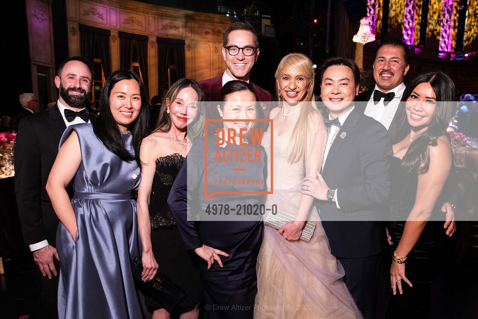 Alexandre Bezborodko, Julie Park, Kyle Lawrence, France Szeto, Navid Armstrong, Nancy Bai, Tommy Sukara, San Francisco Opera Guild's Evening on The Stage 2022, Opera House. 401 Van Ness Avenue, November 29th, 2022, Photo #4978-21020-0 Alexandre Bezborodko, Julie Park, Kyle Lawrence, France Szeto, Navid Armstrong, Nancy Bai, Tommy Sukara, Photo #4978-21020-0