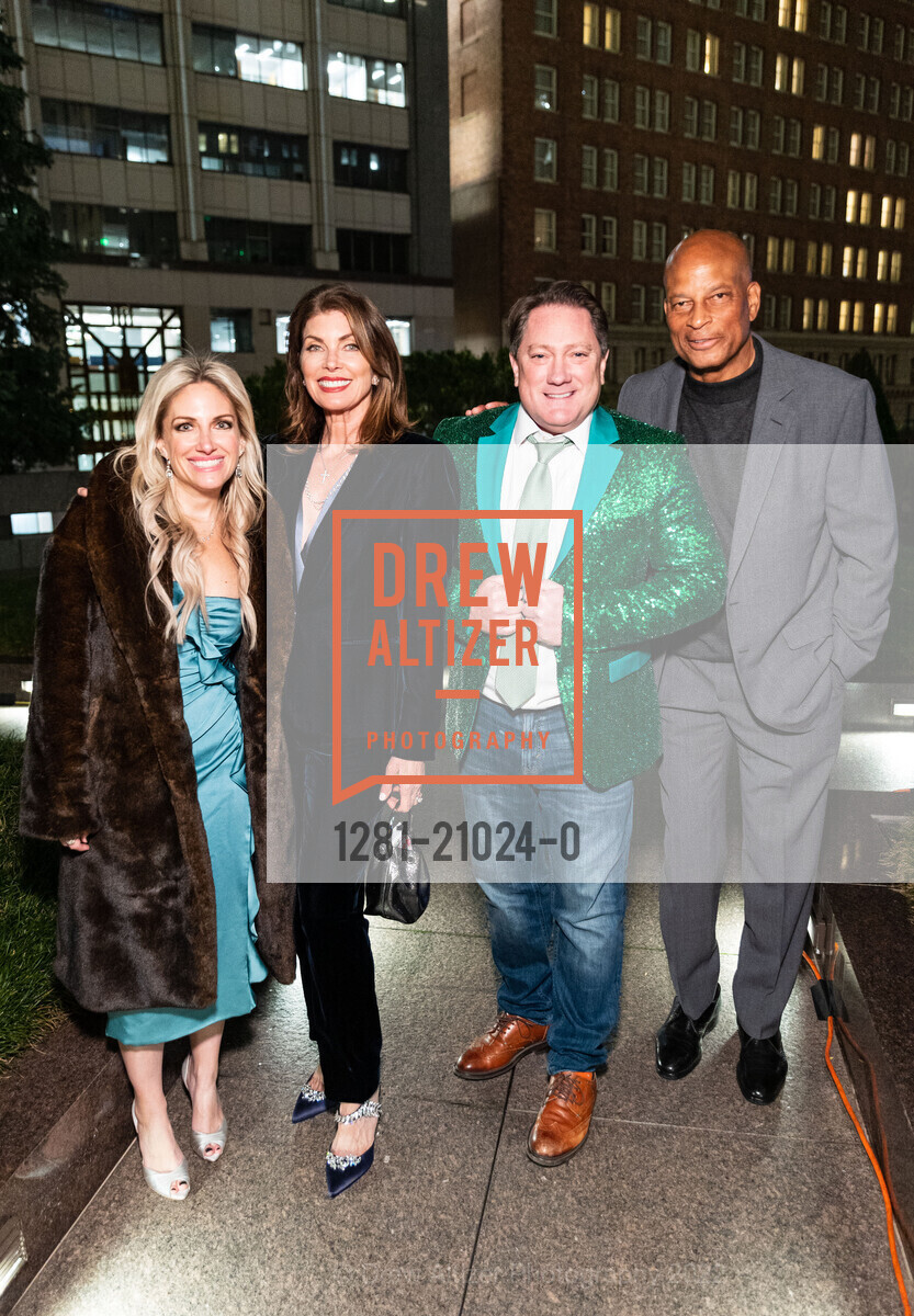 Shari Reich, Karen Lott, Liam Mayclem, Ronnie Lott, Ronnie and Karen Lott All Stars Helping Kids Holiday Event 2022, The Vault. 555 California St, SF, CA 94104 US, December 2nd, 2022, Photo #1281-21024-0 Shari Reich, Karen Lott, Liam Mayclem, Ronnie Lott, Photo #1281-21024-0