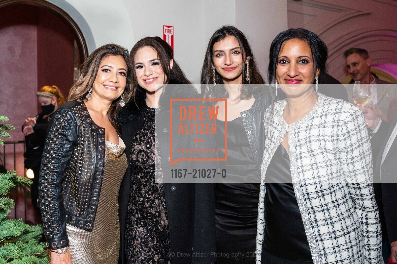 Sarita Satpathy, Tamira Abdula, Anisha Sullivan, Shibani Pati, Holiday Hob Nob benefiting St. Francis Foundation 2022, Saint Joseph’s Arts Society. 1401 Howard St, SF, CA 94103 US, December 3rd, 2022, Photo #1167-21027-0 Sarita Satpathy, Tamira Abdula, Anisha Sullivan, Shibani Pati, Photo #1167-21027-0