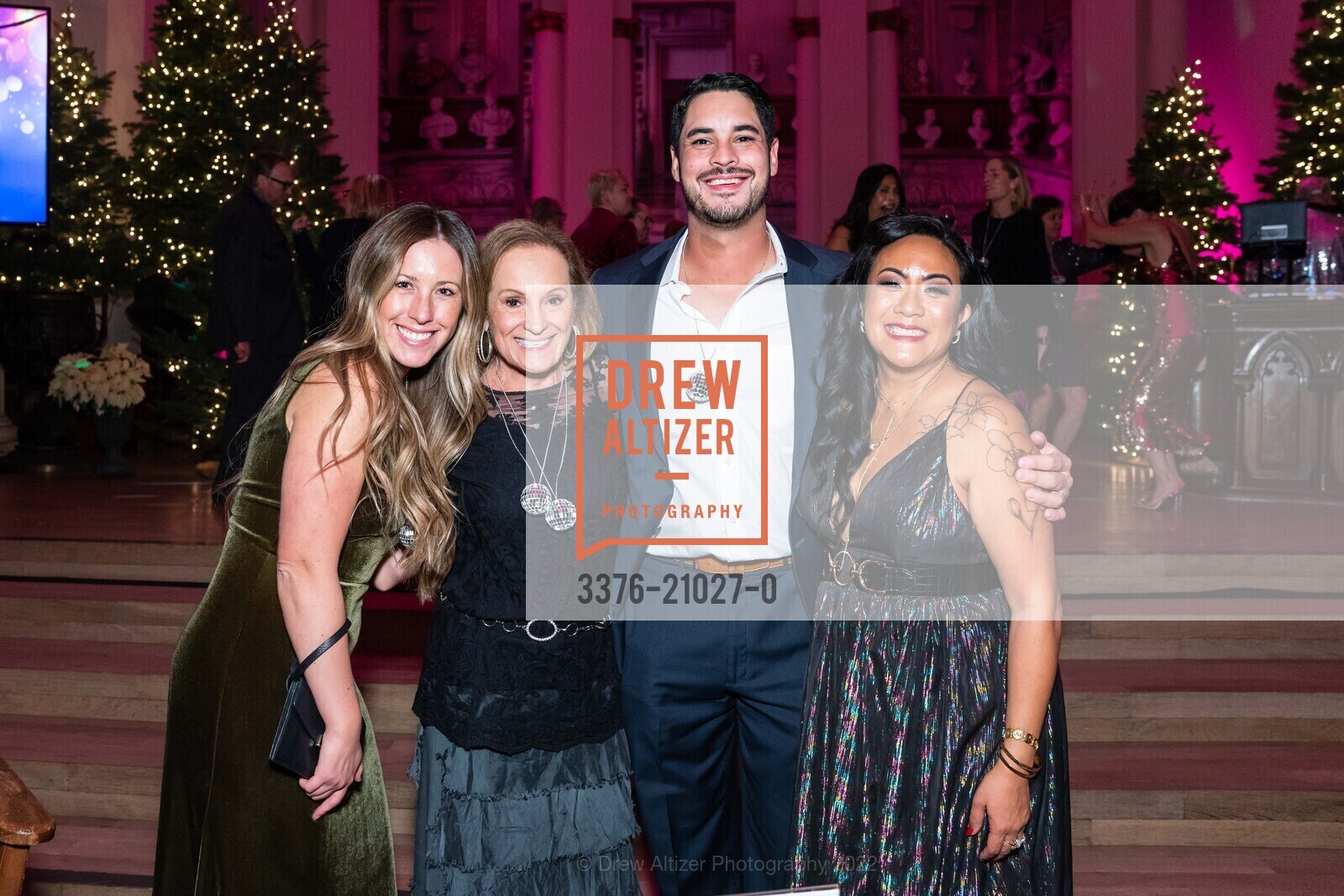Vanessa French, Cindy Rutter, Matt French, Grace Rivera-Pautin, Holiday Hob Nob benefiting St. Francis Foundation 2022, Saint Joseph’s Arts Society. 1401 Howard St, SF, CA 94103 US, December 3rd, 2022, Photo #3376-21027-0 Vanessa French, Cindy Rutter, Matt French, Grace Rivera-Pautin, Photo #3376-21027-0