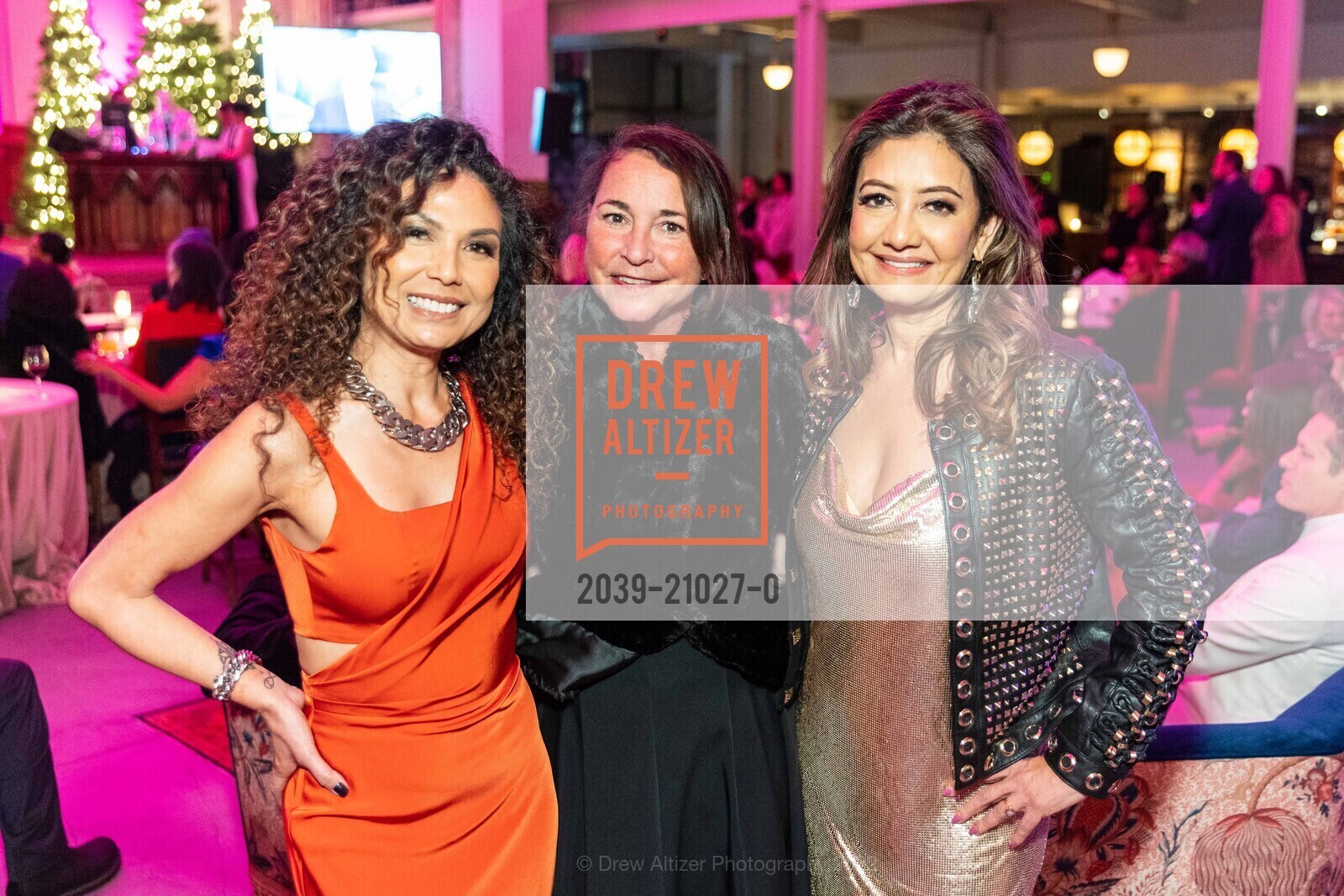 Judith Rooke, Michele Hanson, Sarita Satpathy, Holiday Hob Nob benefiting St. Francis Foundation 2022, Saint Joseph’s Arts Society. 1401 Howard St, SF, CA 94103 US, December 3rd, 2022, Photo #2039-21027-0 Judith Rooke, Michele Hanson, Sarita Satpathy, Photo #2039-21027-0