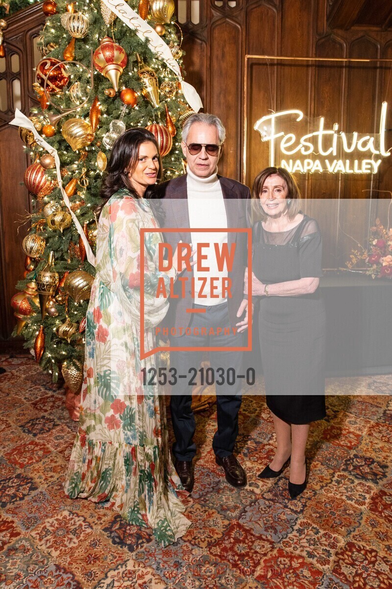 Veronica Berti Bocelli, Andrea Bocelli, Nancy Pelosi, La Vita è Bella: An Evening With Andrea Bocelli & Family, Kohl Mansion. 2750 Adeline Dr, Burlingame, CA 94010 US, Photo #1253-21030-0 Veronica Berti Bocelli, Andrea Bocelli, Nancy Pelosi, Photo #1253-21030-0