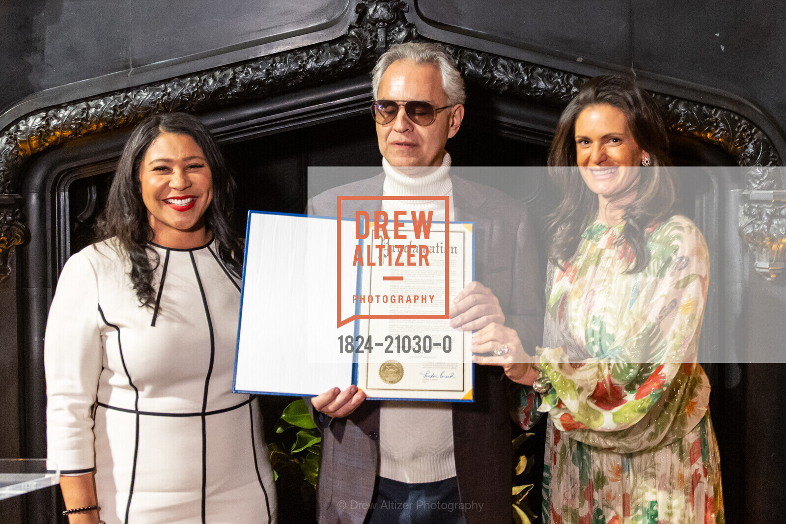 London Breed, Andrea Bocelli, Veronica Berti Bocelli, La Vita è Bella: An Evening With Andrea Bocelli & Family, Kohl Mansion. 2750 Adeline Dr, Burlingame, CA 94010 US, Photo #1824-21030-0 London Breed, Andrea Bocelli, Veronica Berti Bocelli, Photo #1824-21030-0