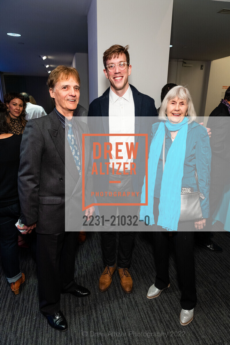 Bob Hillman, Alex Pritz, Karen Larsen, SFFILM Awards 2022 Honoring Margot Robbie, Ryan Coogler, Stephanie Hsu and Sarah Polley, Yerba Buena Center for The Arts, December 5th, 2022, Photo #2231-21032-0 Bob Hillman, Alex Pritz, Karen Larsen, Photo #2231-21032-0