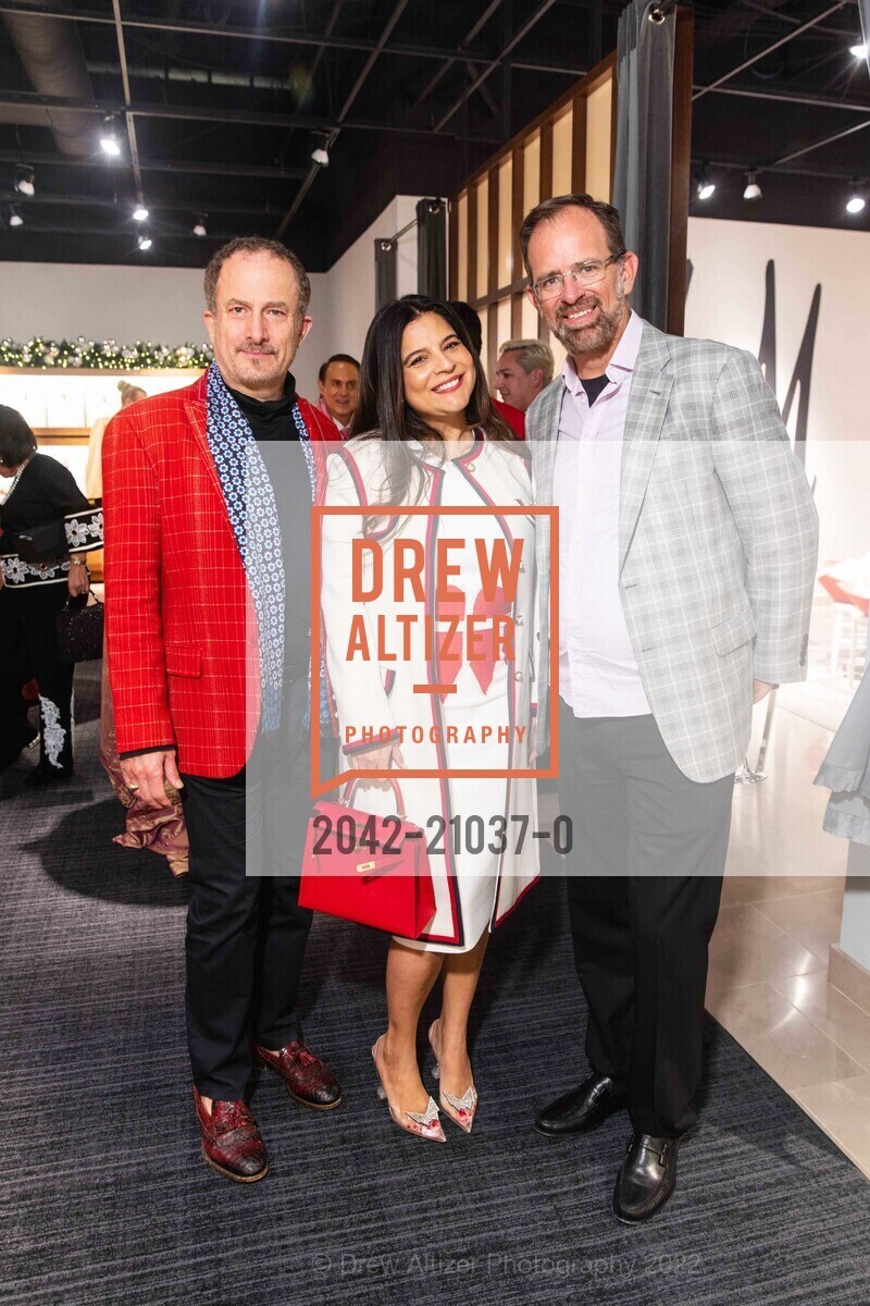 Jorge Maumer, Monaz Mehta, Christopher Alvarez, Neiman Marcus and Aubrey Brewster host Merry and Bright Holiday Party, Neiman Marcus. 150 Stockton St, 5th Floor, December 9th, 2022, Photo #2042-21037-0 Jorge Maumer, Monaz Mehta, Christopher Alvarez, Photo #2042-21037-0