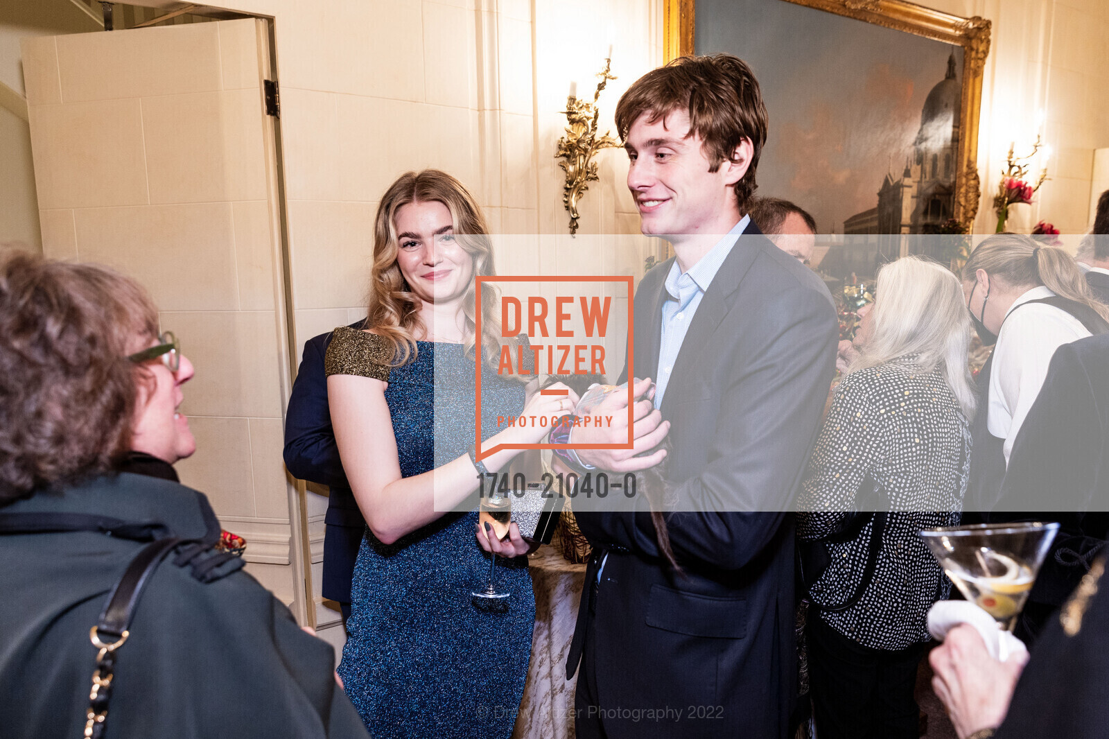 Hannah Schrank, Nicholas Getty, Gordon Getty's 89th Birthday Party, 2880 Broadway, December 10th, 2022, Photo #1740-21040-0 Hannah Schrank, Nicholas Getty, Photo #1740-21040-0