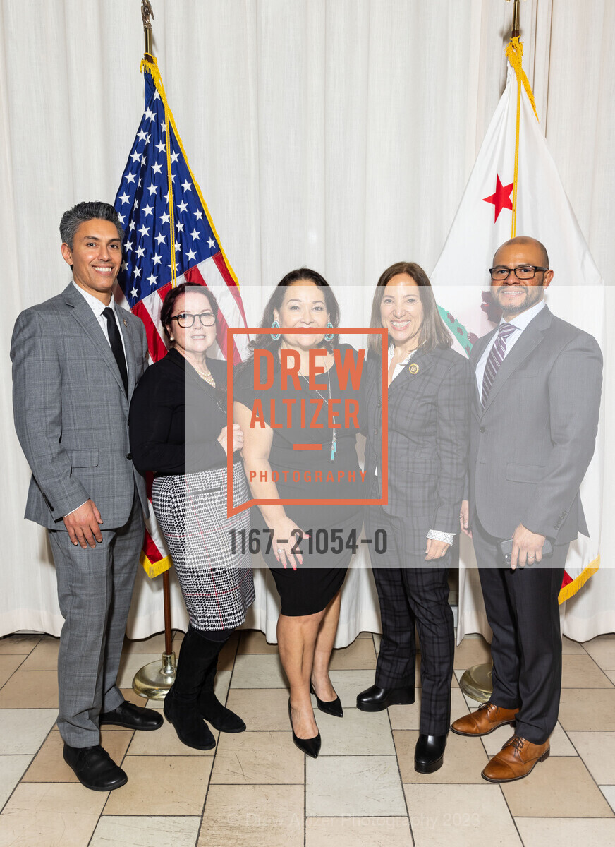 Joseph Murphy, Paula Treat, Catalina Chacon, Eleni Kounalakis, Jacob Mejia, Lt. Governor Eleni Kounalakis Inauguration Celebrat, Ella Dining Room & Bar, Ella Dining Room & Bar. 1131 K St., Sacramento, CA, January 5th, 2023, Photo #1167-21054-0 Joseph Murphy, Paula Treat, Catalina Chacon, Eleni Kounalakis, Jacob Mejia, Photo #1167-21054-0