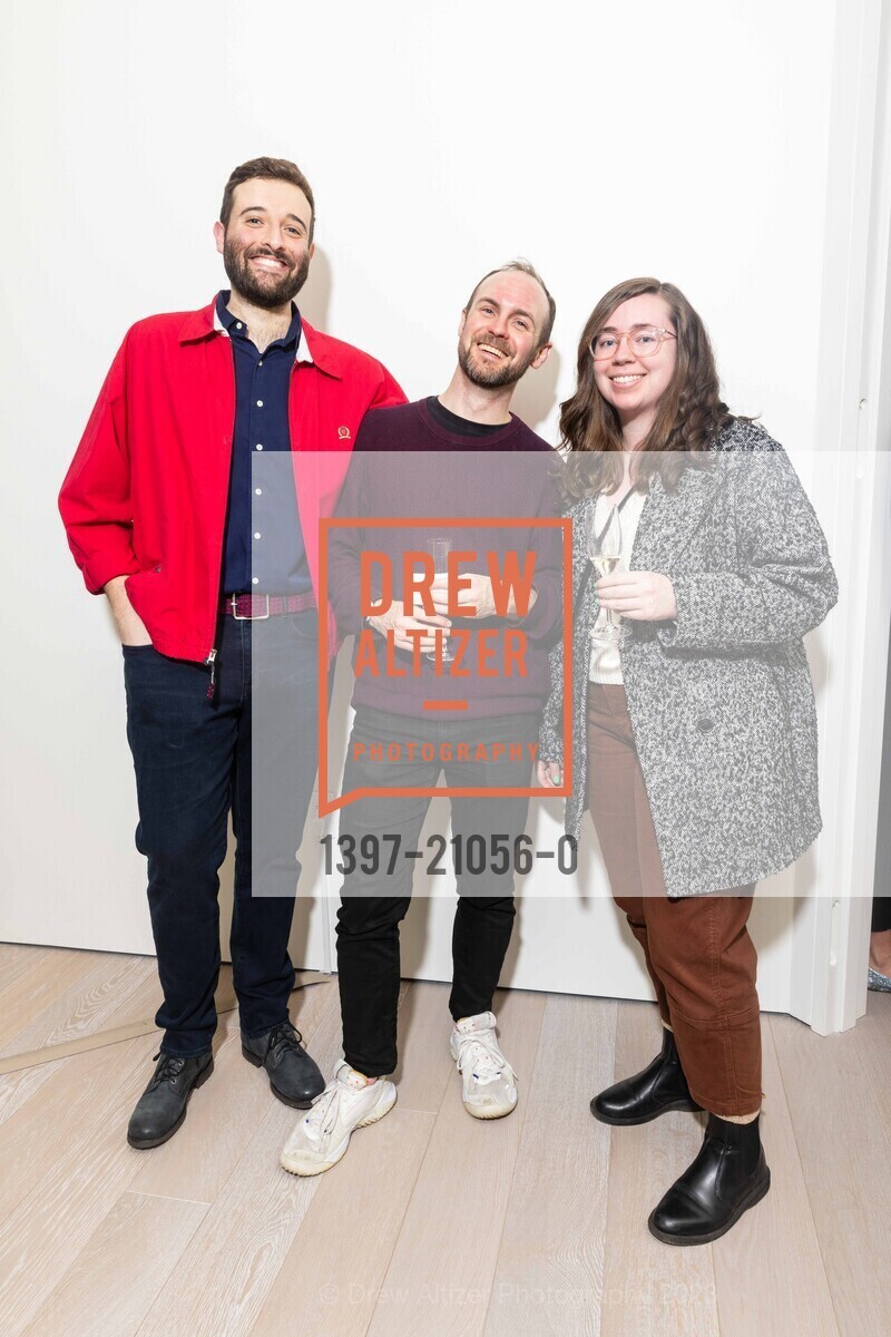 Zachary Heller, Andrew, Colleen, 181 Fremont Celebrates Marianne Boesky Gallery Show, 181 Fremont. 181 Fremont St, January 17th, 2023, Photo #1397-21056-0 Zachary Heller, Andrew, Colleen, Photo #1397-21056-0
