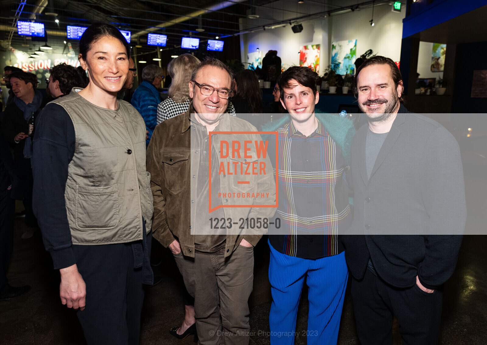 Debbie Lambert, Stanlee Gatti, Jessica Silverman, Jeremy Bataillou, Pre-FOG Bowling Party 2023, Mission Bowling Club, January 17th, 2023, Photo #1223-21058-0 Debbie Lambert, Stanlee Gatti, Jessica Silverman, Jeremy Bataillou, Photo #1223-21058-0
