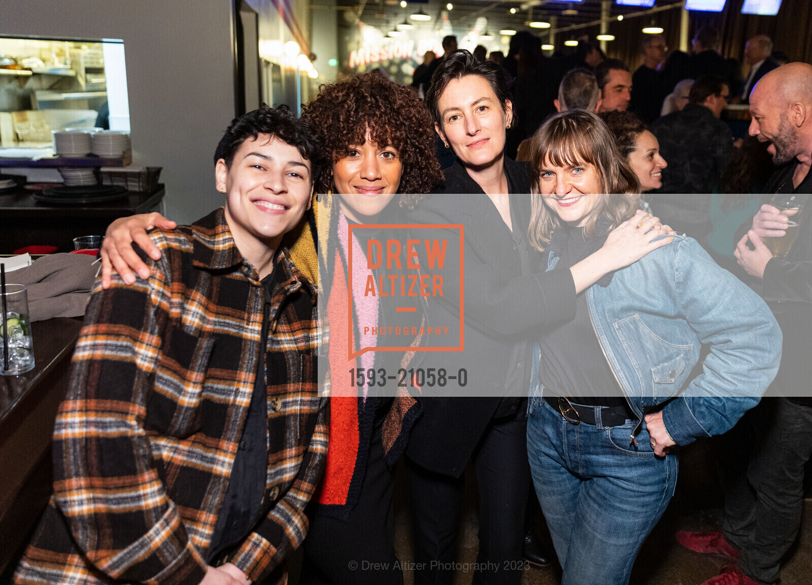 Denise Frohman, Erica Deeman, Brook Lane, Evans Hankey, Pre-FOG Bowling Party 2023, Mission Bowling Club, January 17th, 2023, Photo #1593-21058-0 Denise Frohman, Erica Deeman, Brook Lane, Evans Hankey, Photo #1593-21058-0