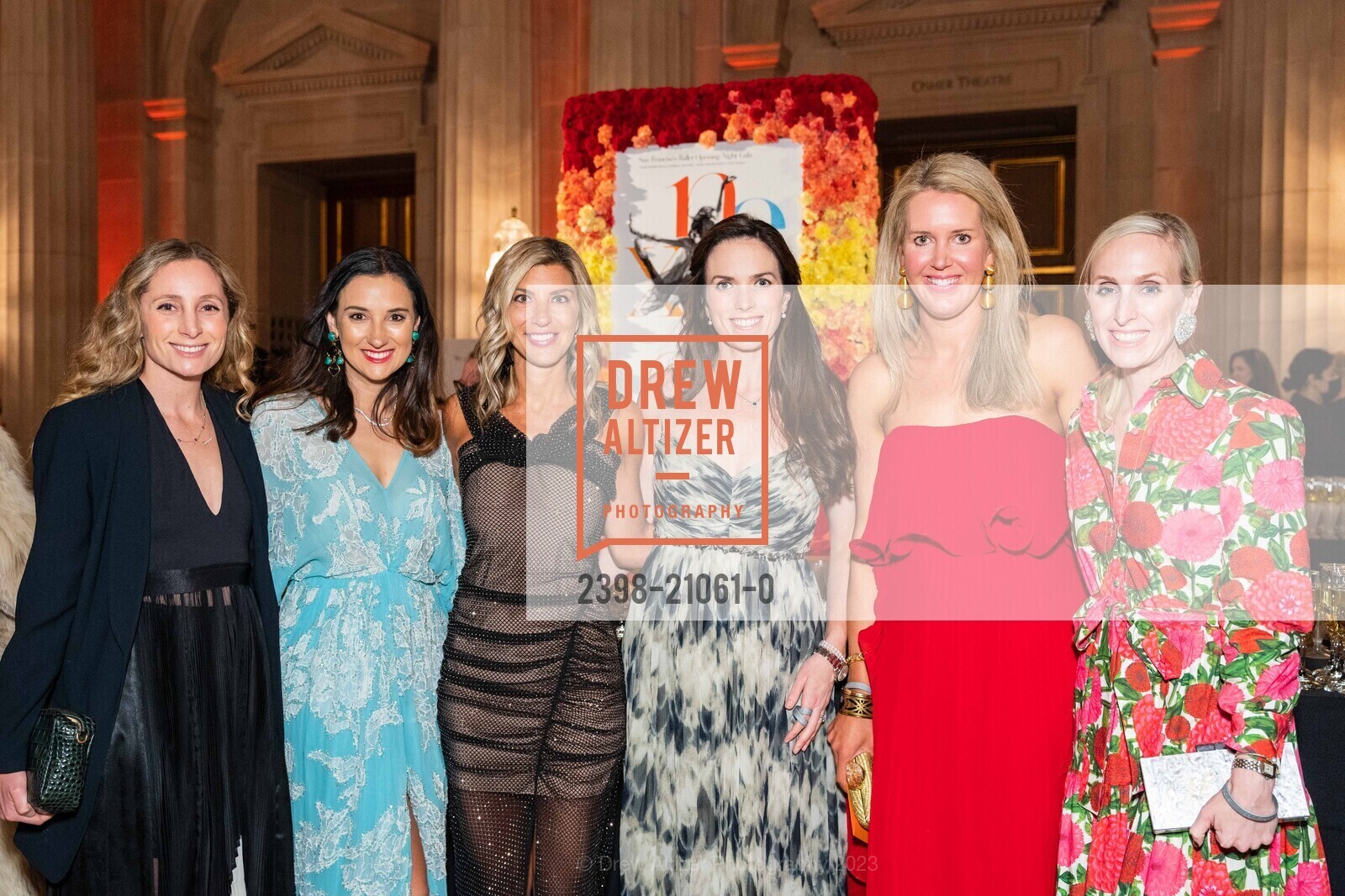 Dana Decker, Julia Kniesche, Emily Sheridan, Kristin Sprincin, Katherine Harper, Maria Hemphill, San Francisco Ballet 90th Anniversary Opening Night Gala 2023, San Francisco War Memorial & Performing Arts Center. 401 Van Ness Avenue, January 19th, 2023, Photo #2398-21061-0 Dana Decker, Julia Kniesche, Emily Sheridan, Kristin Sprincin, Katherine Harper, Maria Hemphill, Photo #2398-21061-0
