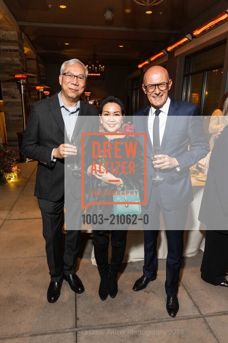 David Le, Jennie Le, Herve Perrot, BVLGARI Private Dinner, Rosewood Sand Hill. Menlo Park, January 19th, 2023, Photo #1003-21062-0 David Le, Jennie Le, Herve Perrot, Photo #1003-21062-0