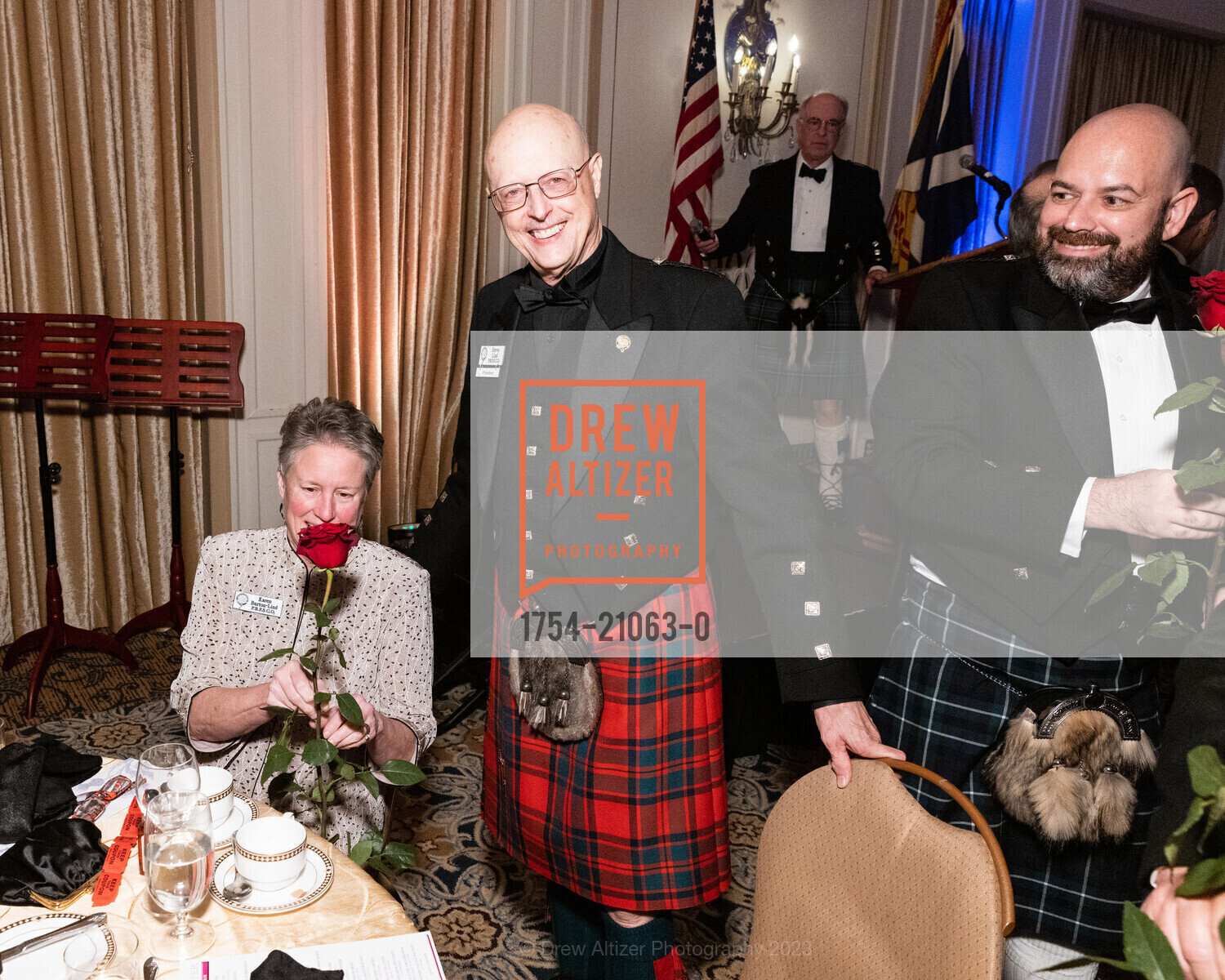 Karen Burton-Lind, Steve Lind, St. Andrews Society of San Francisco Burns Supper 2023, Marines' Memorial Club & Hotel. 609 Sutter, January 22nd, 2023, Photo #1754-21063-0 Karen Burton-Lind, Steve Lind, Photo #1754-21063-0