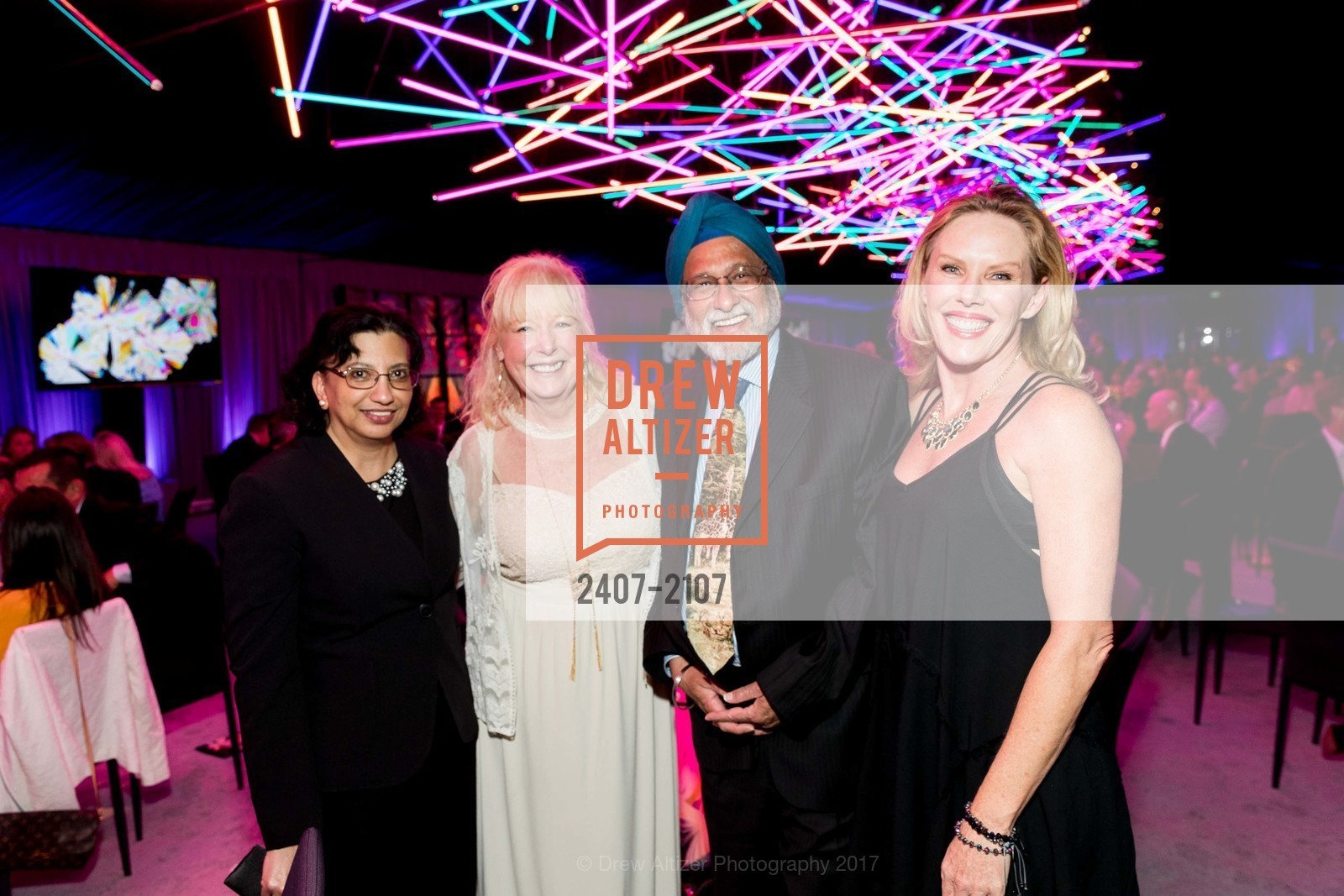 Hassin Singh, Marlys Sundahl, Sandok Sandhu, Janelle Boltz, Big Bang Gala 2017, California Academy of Sciences, April 27th, 2017, Photo #2407-2107 Hassin Singh, Marlys Sundahl, Sandok Sandhu, Janelle Boltz, Photo #2407-2107