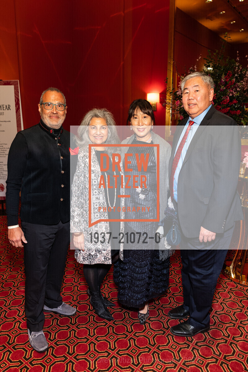 Vivek Paul, Melita Paul, Sharon Juang, Paul Chiu, SF Symphony Lunar New Year Banquet, Louise M. Davies Symphony Hall. 201 Van Ness Ave, February 5th, 2023, Photo #1937-21072-0 Vivek Paul, Melita Paul, Sharon Juang, Paul Chiu, Photo #1937-21072-0