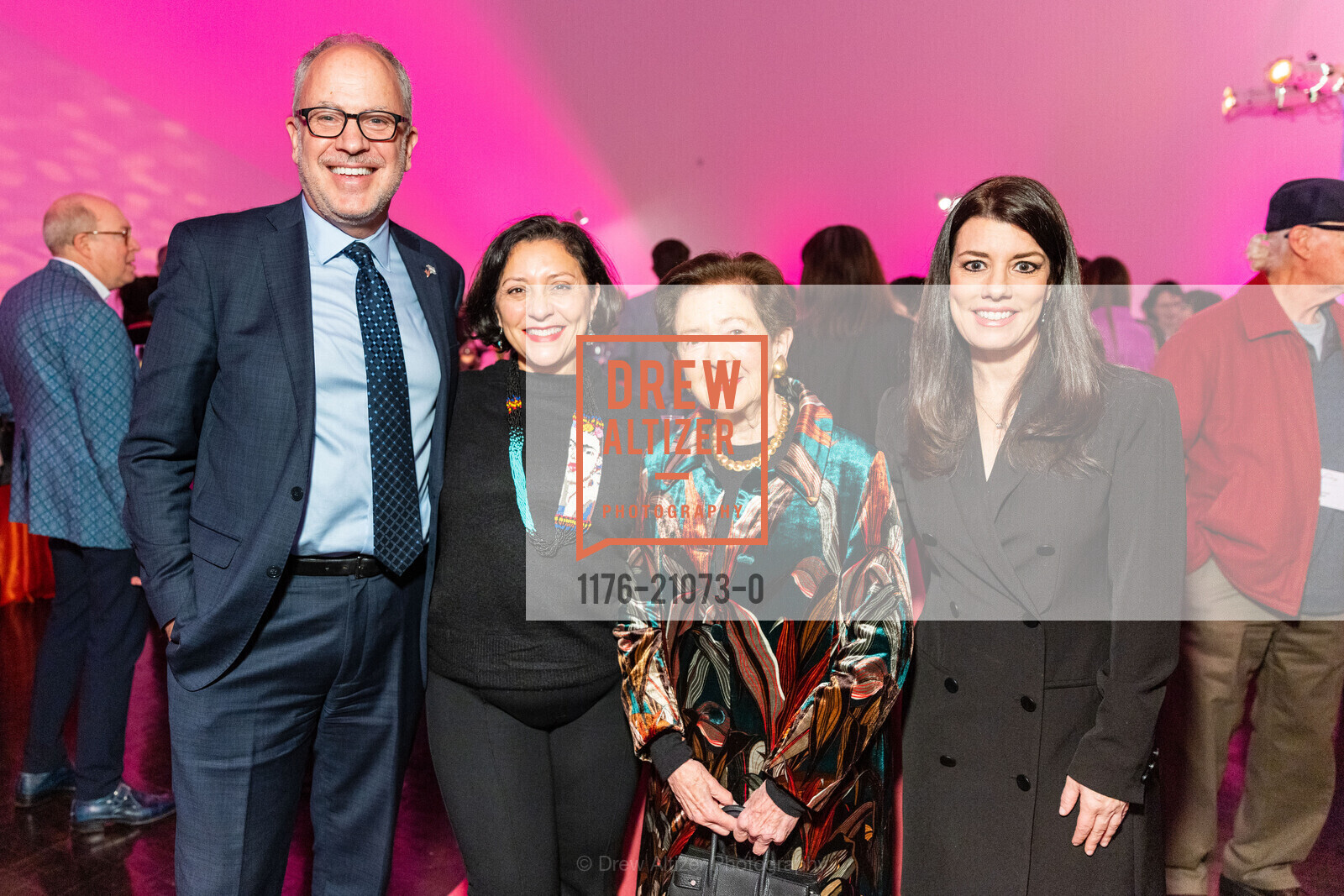 Sam Lauter, Myrna Melgar, Cissie Swig, Catherine Stefani, Wider Bridge Cocktail Party honoring Cissie Swig 2023, The Contemporary Jewish Museum @ 736 Mission St, SF, CA 94103 US. The Contemporary Jewish Museum @ 736 Mission St, SF, CA 94103 US, Photo #1176-21073-0 Sam Lauter, Myrna Melgar, Cissie Swig, Catherine Stefani, Photo #1176-21073-0