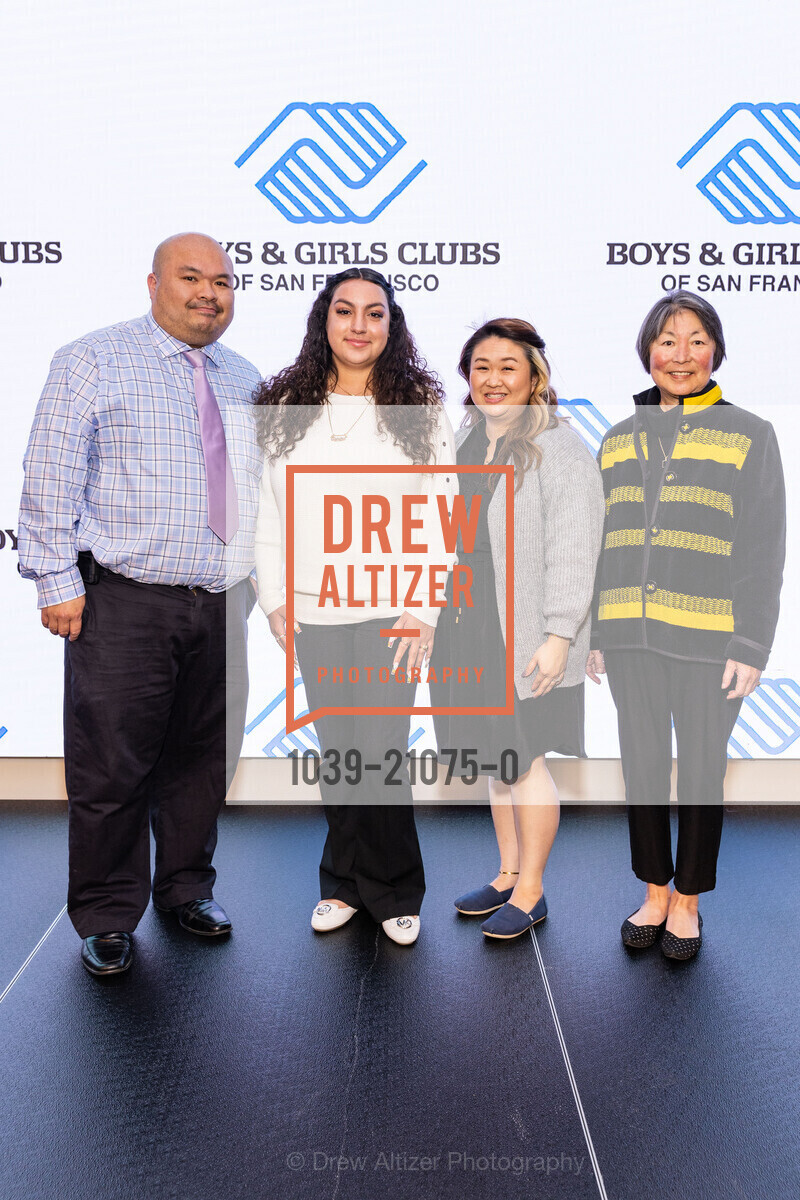 Michael Vuong, Jessica Ramiro Mendoza, Winnie Phan, Ellen Takayama, Boys & Girls Clubs of San Francisco Youth of the Year Celebration 2023, Chase Center @ 1 Warriors Way, SF, CA 94158 US. Chase Center @ 1 Warriors Way, SF, CA 94158 US, Photo #1039-21075-0 Michael Vuong, Jessica Ramiro Mendoza, Winnie Phan, Ellen Takayama, Photo #1039-21075-0