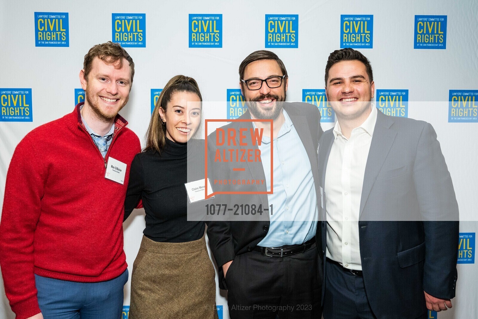 Max DiBaise, Claire Mena, Eric Ball, Samuel Sahagian, Lawyers’ Committee for Civil Rights Annual Dr. MLK, Jr. Gala 2023, Hyatt Regency San Francisco @ 5 Embarcadero Ctr, SF, CA 94111 US. Hyatt Regency San Francisco @ 5 Embarcadero Ctr, SF, CA 94111 US, February 16th, 2023, Photo #1077-21084-1 Max DiBaise, Claire Mena, Eric Ball, Samuel Sahagian, Photo #1077-21084-1
