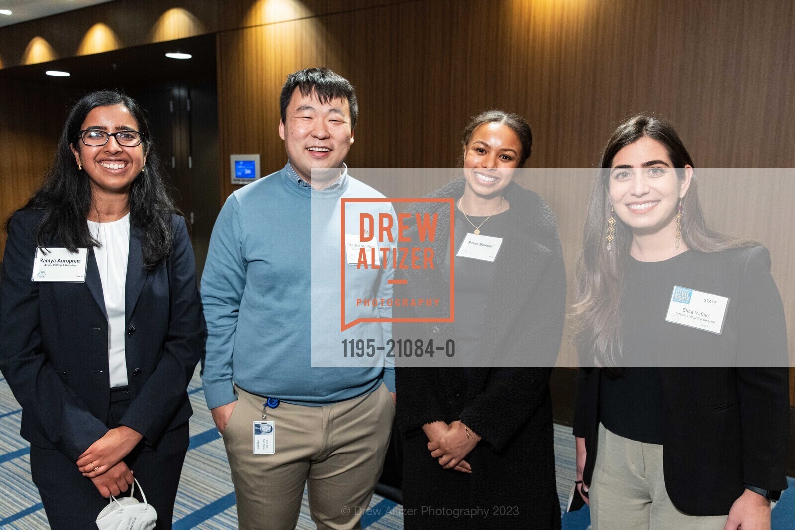 Ramya Auroprem, Don Zhe Nan Wang, Raven Bellamy, Elica Vafaie, Lawyers’ Committee for Civil Rights Annual Dr. MLK, Jr. Gala 2023, Hyatt Regency San Francisco @ 5 Embarcadero Ctr, SF, CA 94111 US. Hyatt Regency San Francisco @ 5 Embarcadero Ctr, SF, CA 94111 US, February 16th, 2023, Photo #1195-21084-0 Ramya Auroprem, Don Zhe Nan Wang, Raven Bellamy, Elica Vafaie, Photo #1195-21084-0