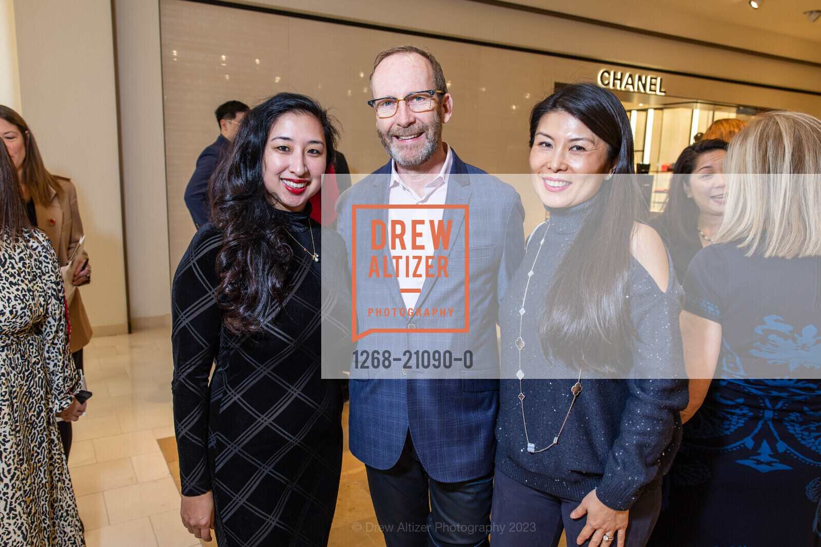 Lilian Tsai, Tim Schroeder, Sally Yu, ODC Luncheon and Fashion Show at Neiman Marcus, Third Floor of Neiman Marcus, 150 Stockton Street, SF. Third Floor of Neiman Marcus, 150 Stockton Street, SF, March 1st, 2023, Photo #1268-21090-0 Lilian Tsai, Tim Schroeder, Sally Yu, Photo #1268-21090-0