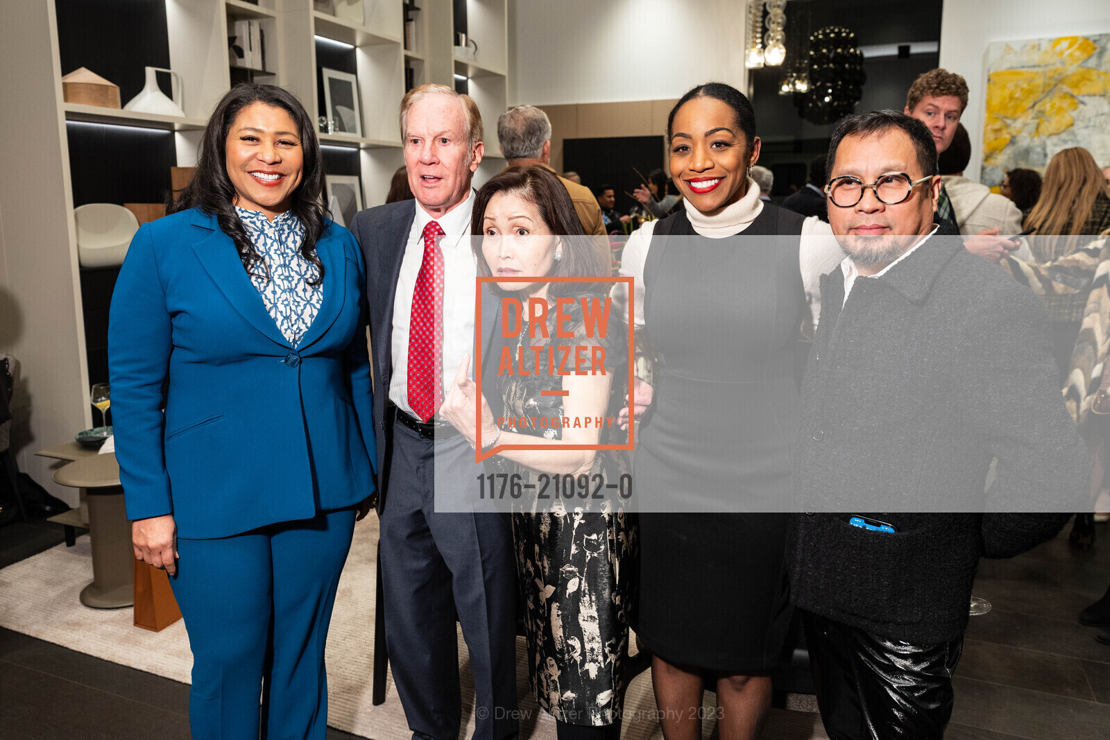 London Breed, Jerome Dodson, Thao Dodson, Malia Cohen, Gioi Tran, PoliformSF Showroom Opening Night 2023, PoliformSF, 195 Rhode Island. PoliformSF, 195 Rhode Island, March 1st, 2023, Photo #1176-21092-0 London Breed, Jerome Dodson, Thao Dodson, Malia Cohen, Gioi Tran, Photo #1176-21092-0