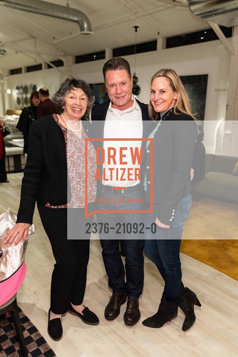 Freida Applegate, Jeffrey Holt, Julie Rootes, PoliformSF Showroom Opening Night 2023, PoliformSF, 195 Rhode Island. PoliformSF, 195 Rhode Island, March 1st, 2023, Photo #2376-21092-0 Freida Applegate, Jeffrey Holt, Julie Rootes, Photo #2376-21092-0