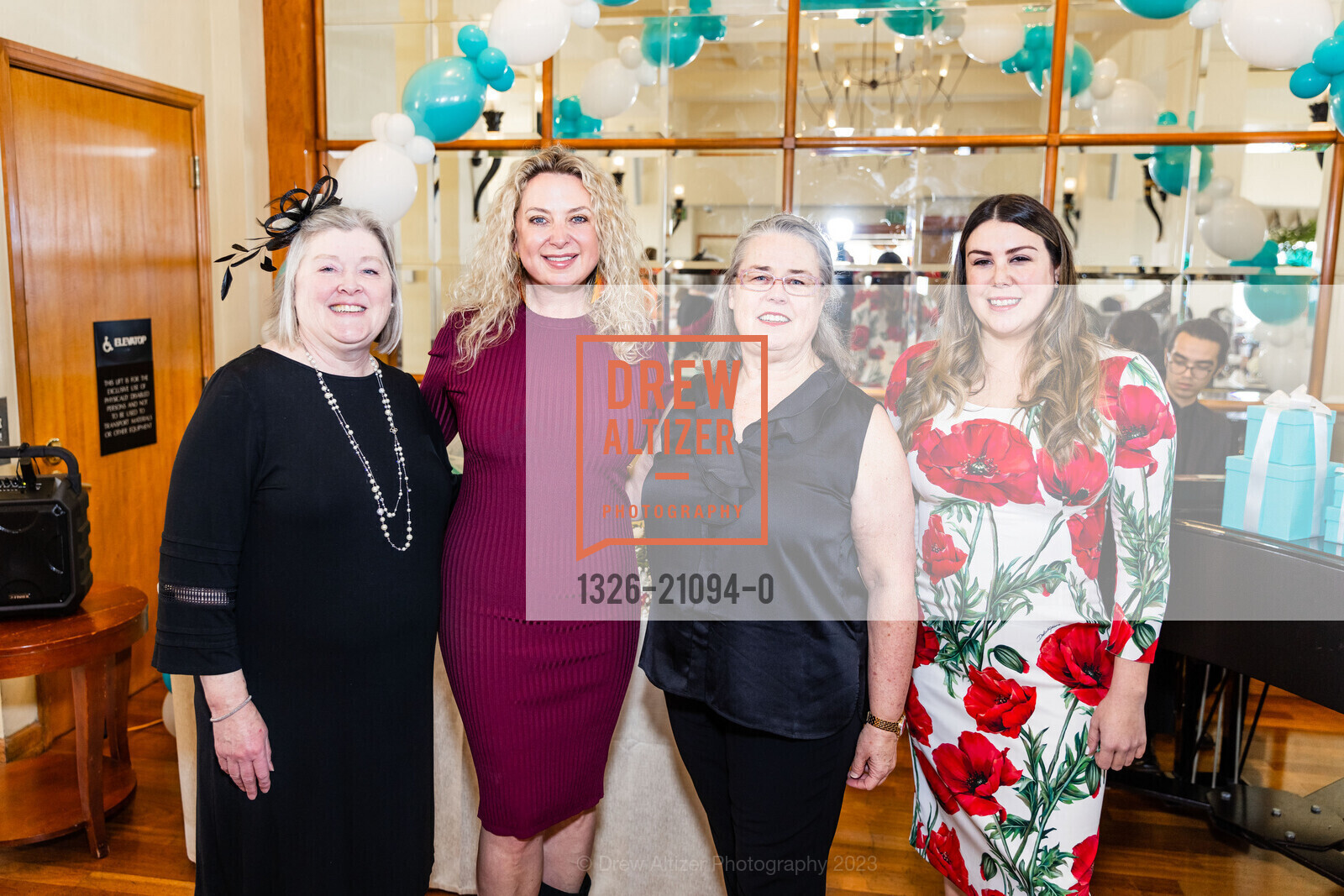 Cynthia Foster, Jenn Kurrie, Andrea Feeney, Katie Aspell, Junior League of San Francisco Annual Tea Event, InterContinental Mark Hopkins San Francisco, an IHG Hotel @ 999 California St, SF, CA 94108 US. InterContinental Mark Hopkins San Francisco, an IHG Hotel @ 999 California St, SF, CA 94108 US, March 5th, 2023, Photo #1326-21094-0 Cynthia Foster, Jenn Kurrie, Andrea Feeney, Katie Aspell, Photo #1326-21094-0