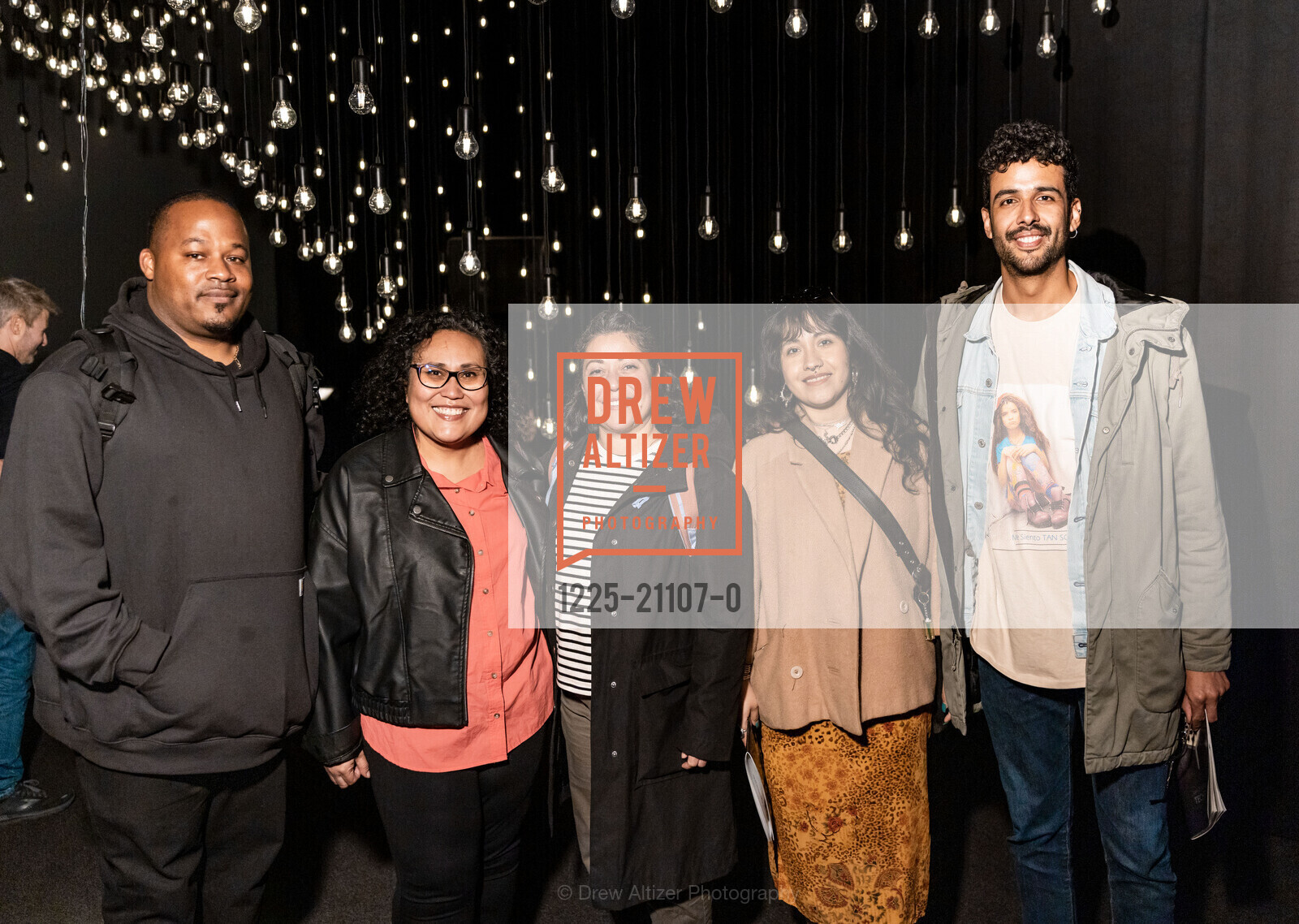 Youssef Nathan, Susana Rojas, Katie Madrigal, Diego Garca, GRAY AREA Private Reception for the Opening of TECHS-MECHS with artist Rafael Lozano-Hemmer, Gray Area / Grand Theater @ 2665 Mission St, SF, CA 94110 US. Gray Area / Grand Theater @ 2665 Mission St, SF, CA 94110 US, Photo #1225-21107-0 Youssef Nathan, Susana Rojas, Katie Madrigal, Diego Garca, Photo #1225-21107-0